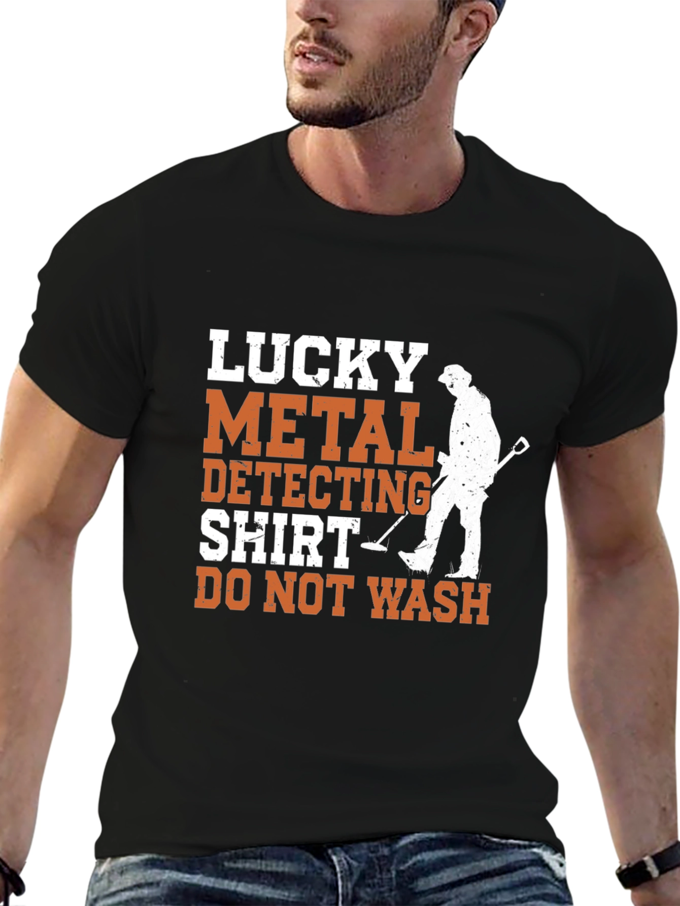 Black Lucky Metal Detecting Shirt - Funny Hobby Tee view 6