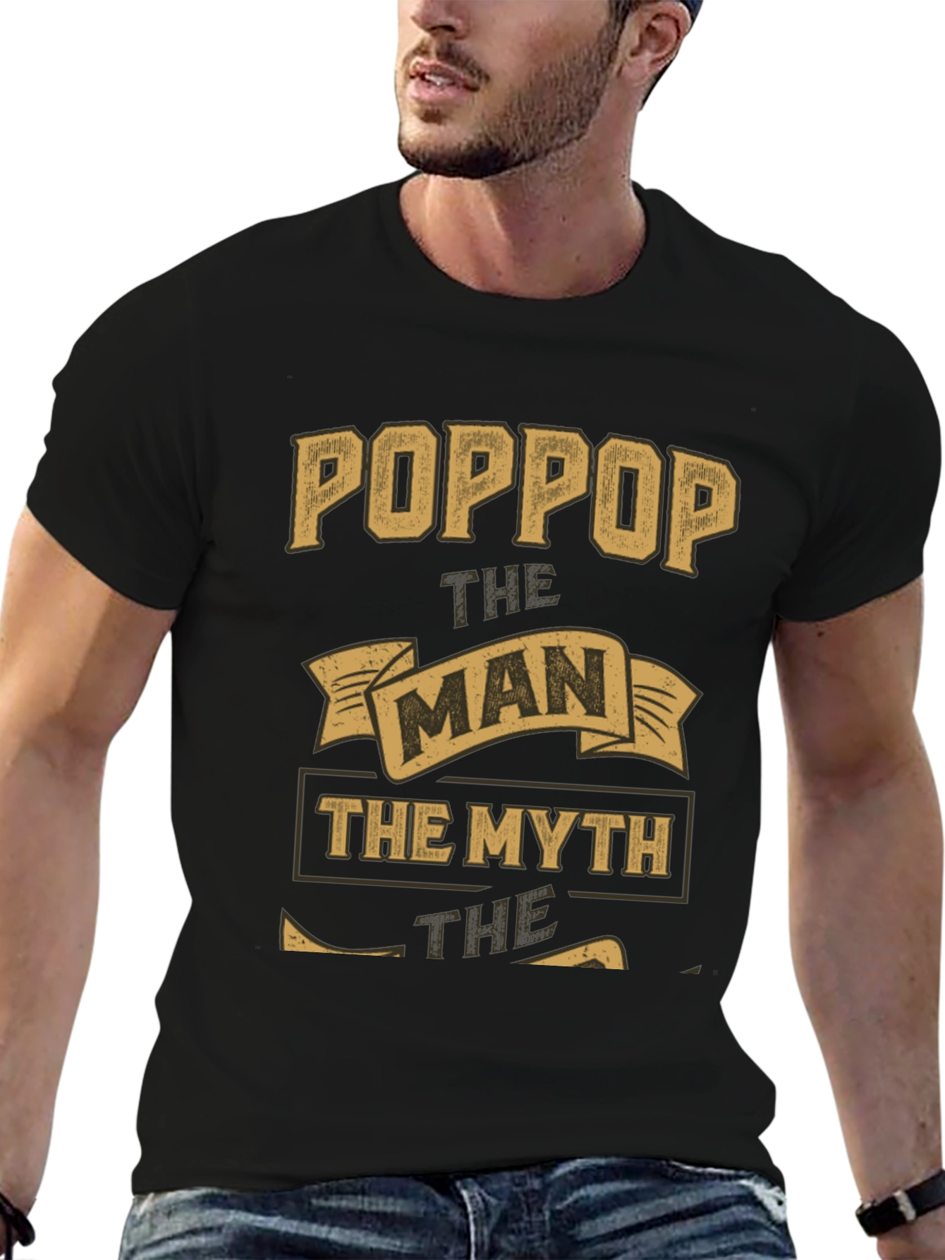 Black Poppop The Man The Myth Legend Graphic T-Shirt view 6