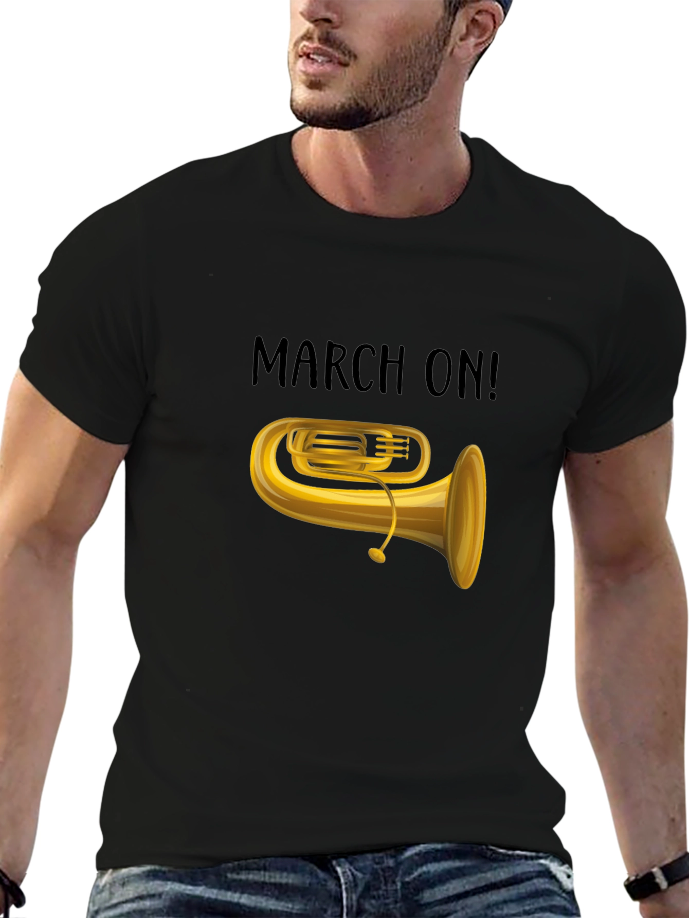 Black March On! Tuba Graphic Tee view 6
