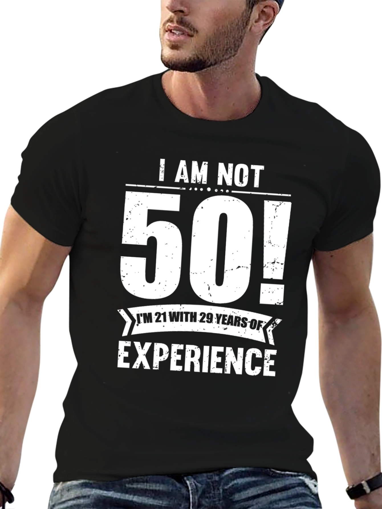 Black Funny 50th Birthday T-Shirt - 21 with 29 Years Experience view 6