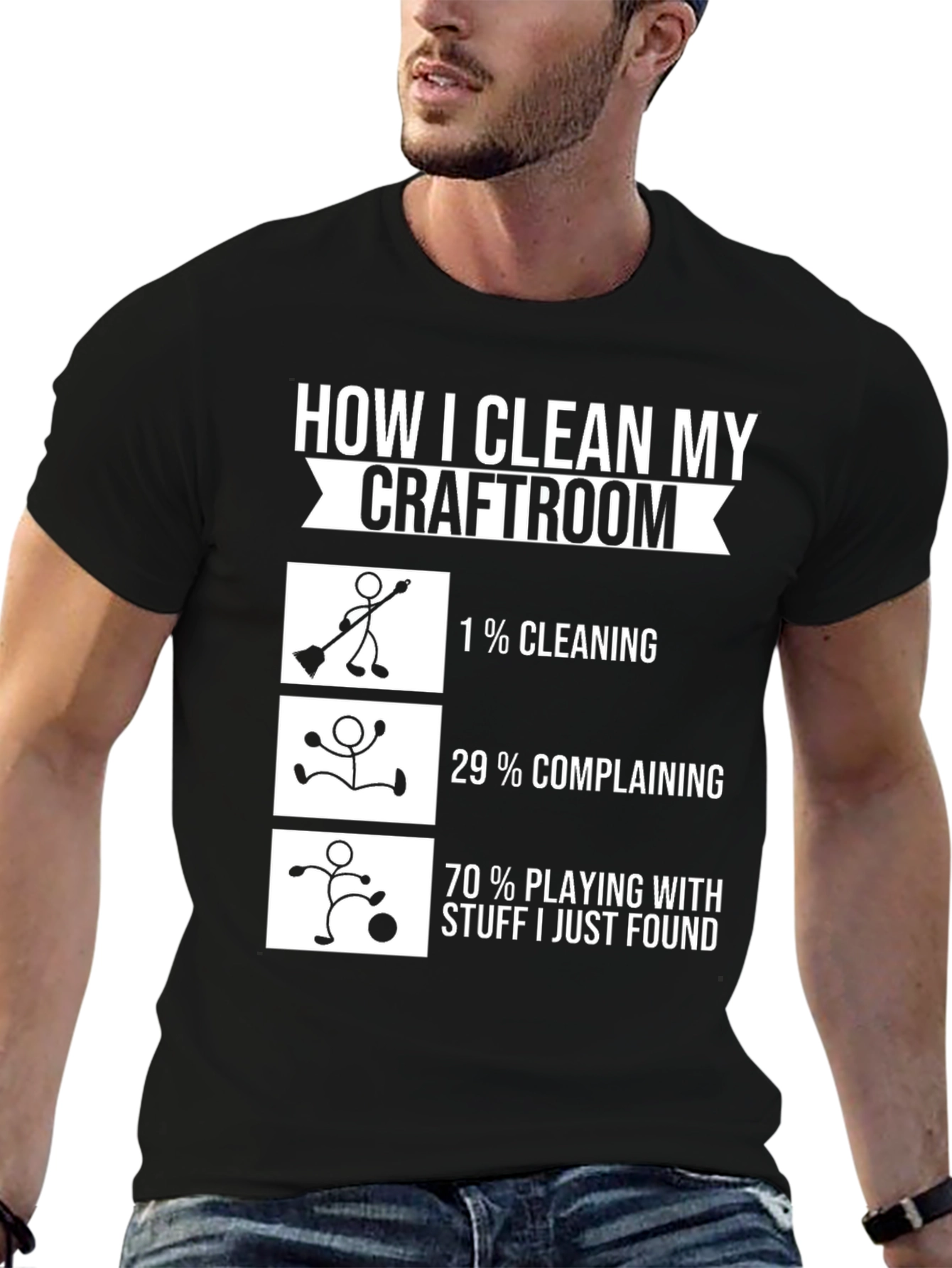 Black Funny Crafter T-Shirt - How I Clean My Craftroom view 6