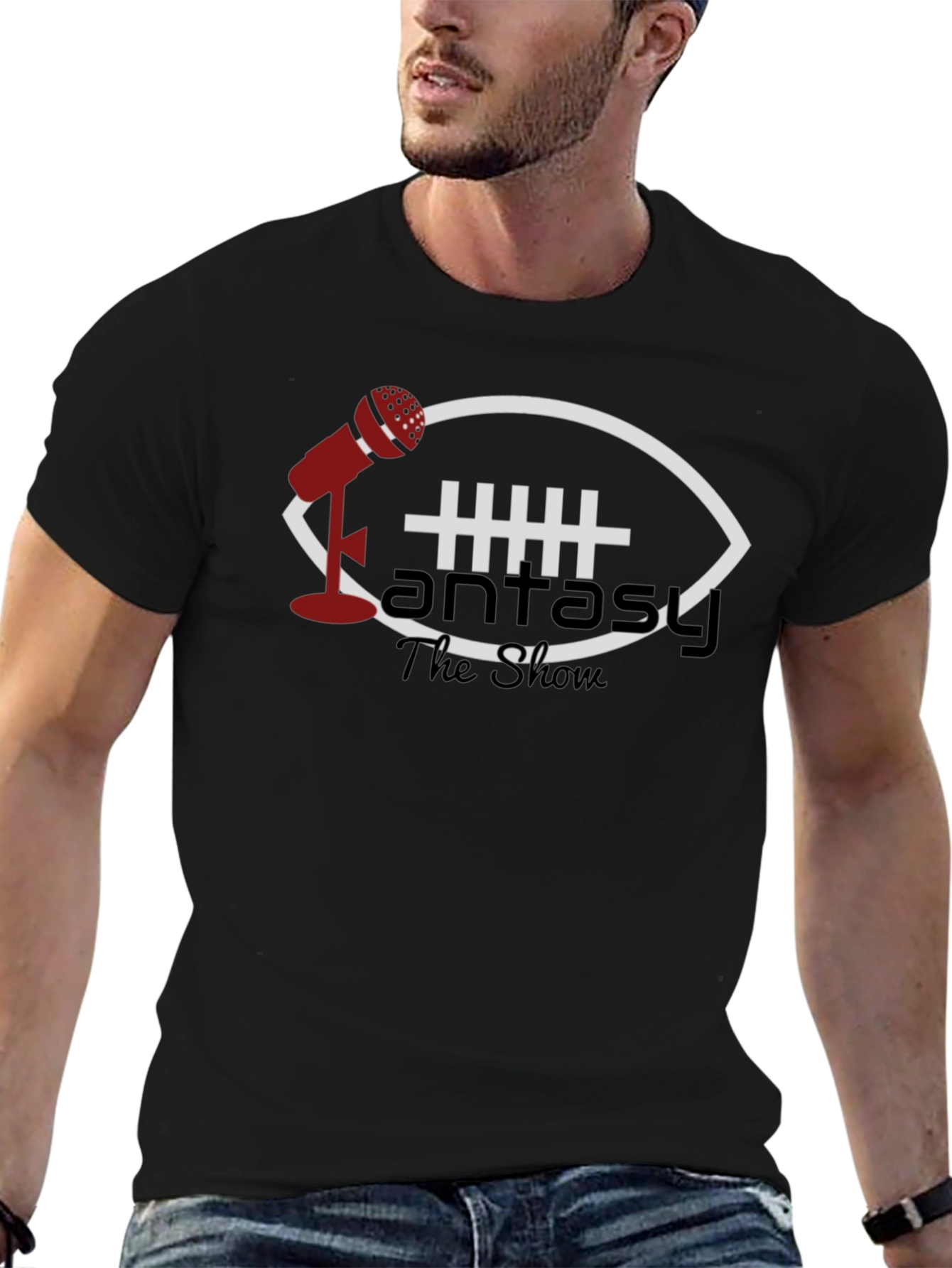 Black Fantasy Football Show T-Shirt - Premium Cotton Tee view 6