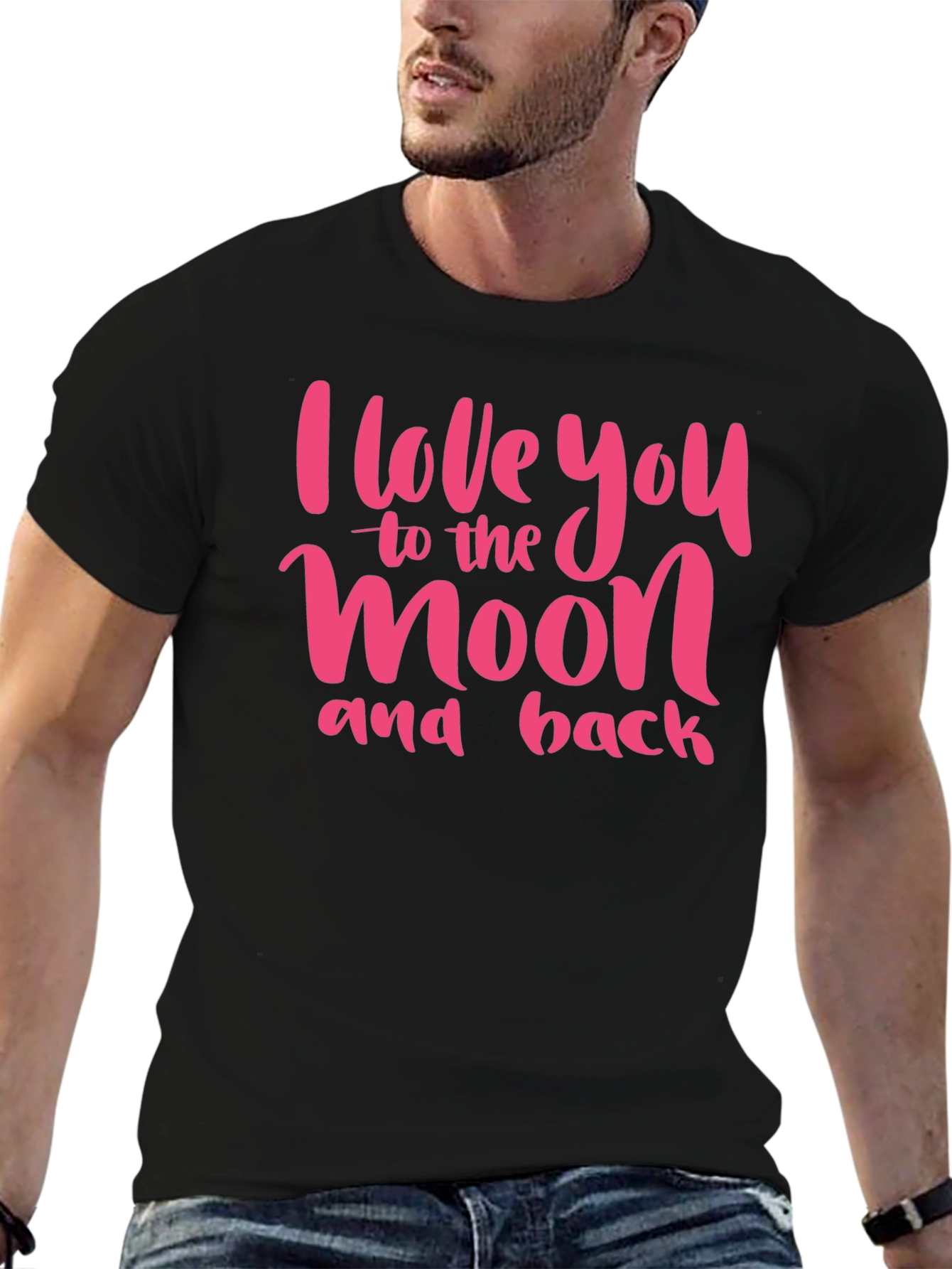 Black I Love You to the Moon and Back T-Shirt view 6