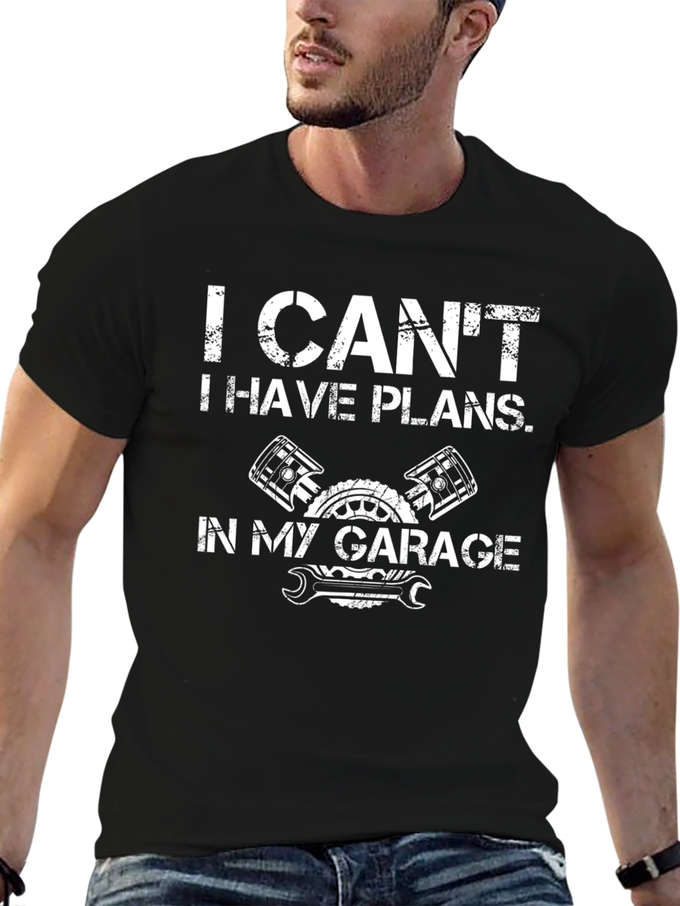 Black Garage Plans T-Shirt - Mechanic Gift view 6