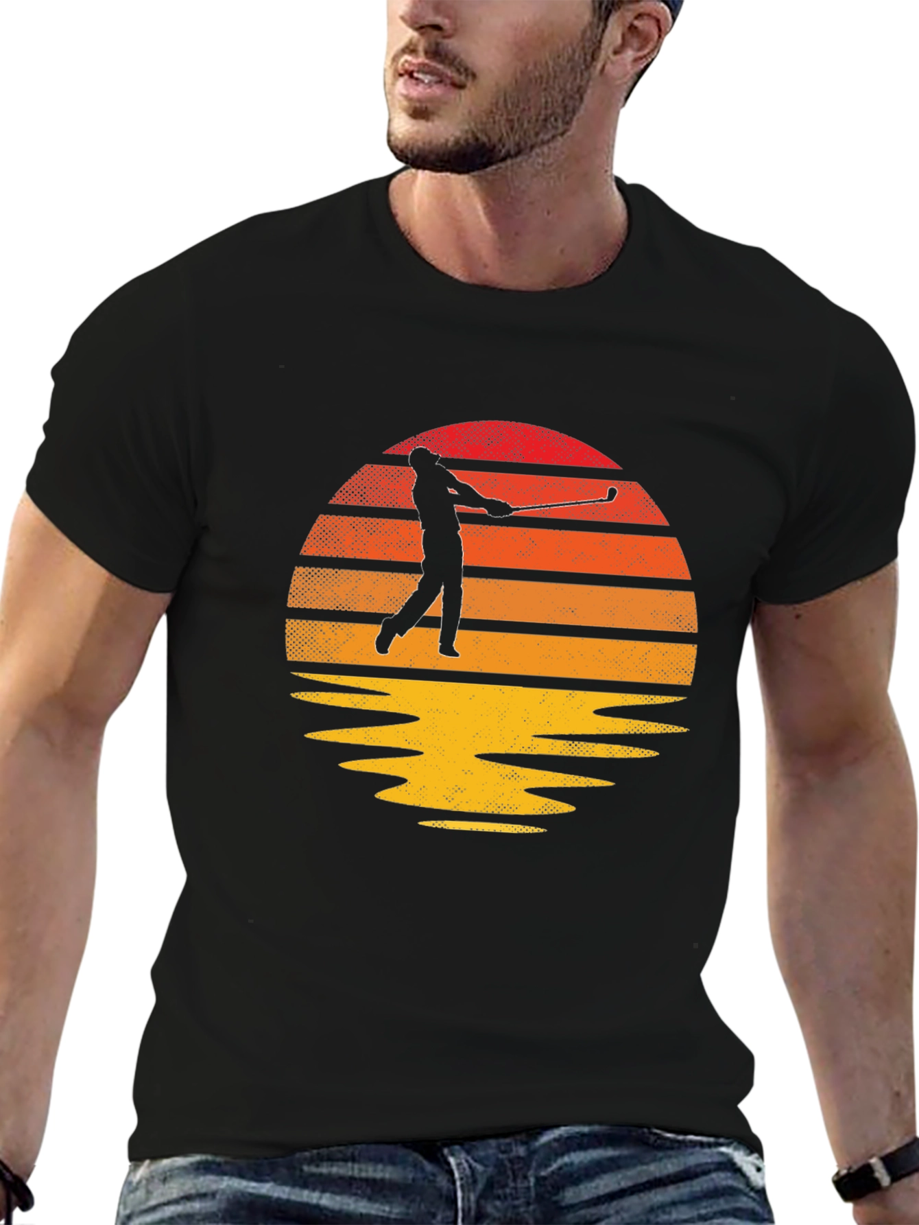 Black Golfer Sunset Graphic Tee - Classic Fit view 6