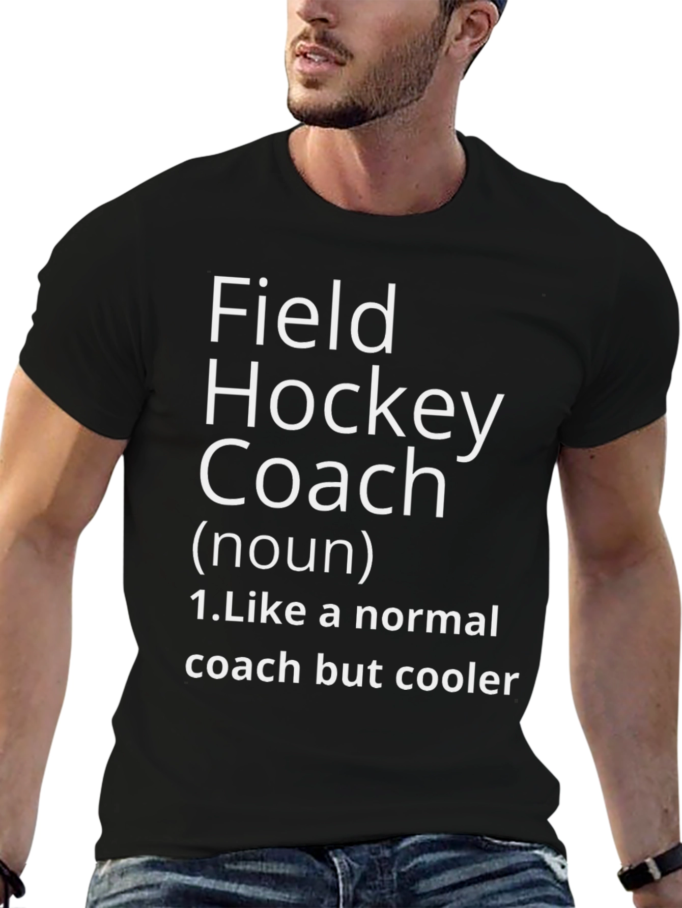 Black Field Hockey Coach Novelty T-Shirt view 6