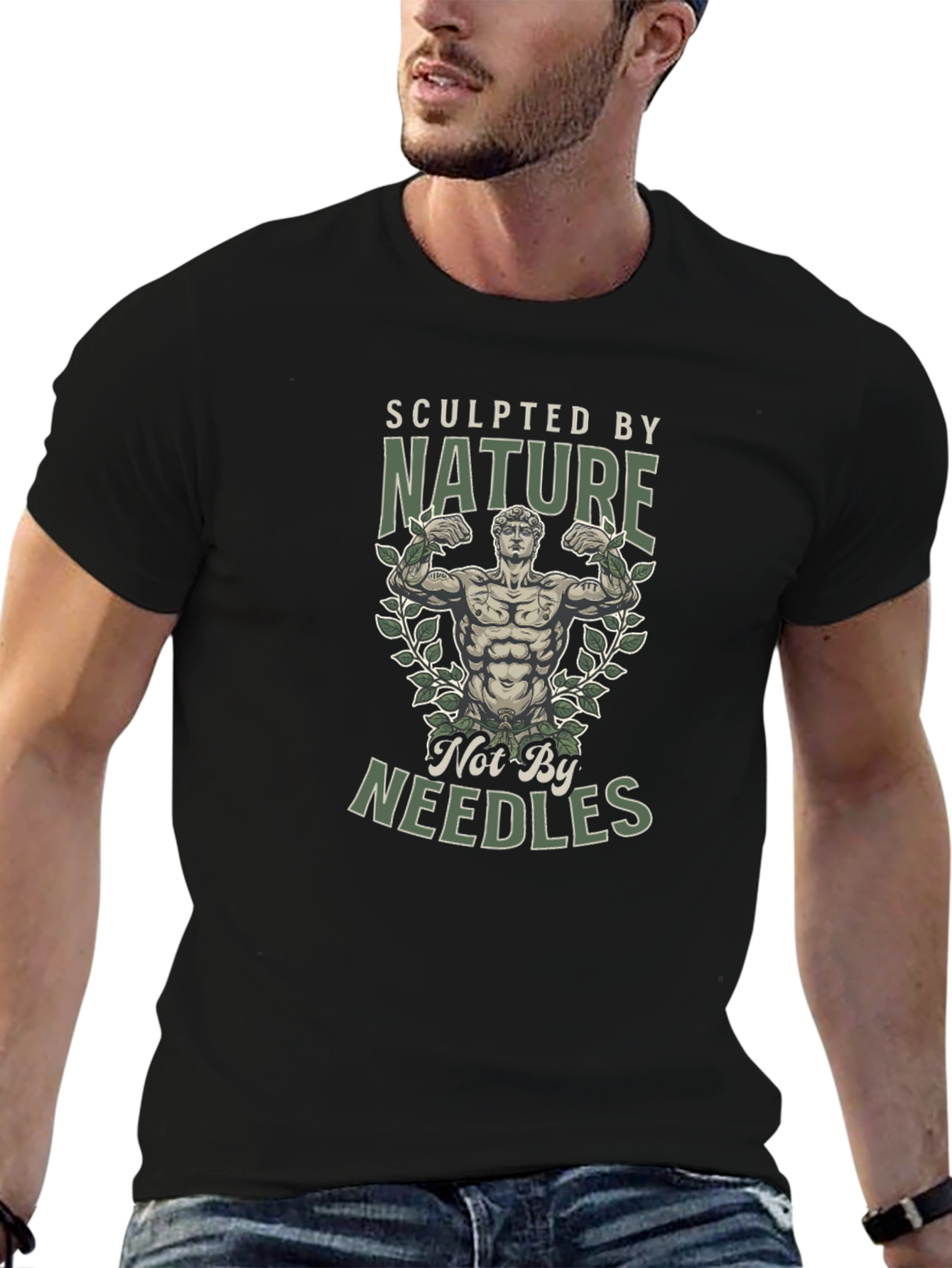 Black Sculpted by Nature T-Shirt - Natural Bodybuilding Tee view 6