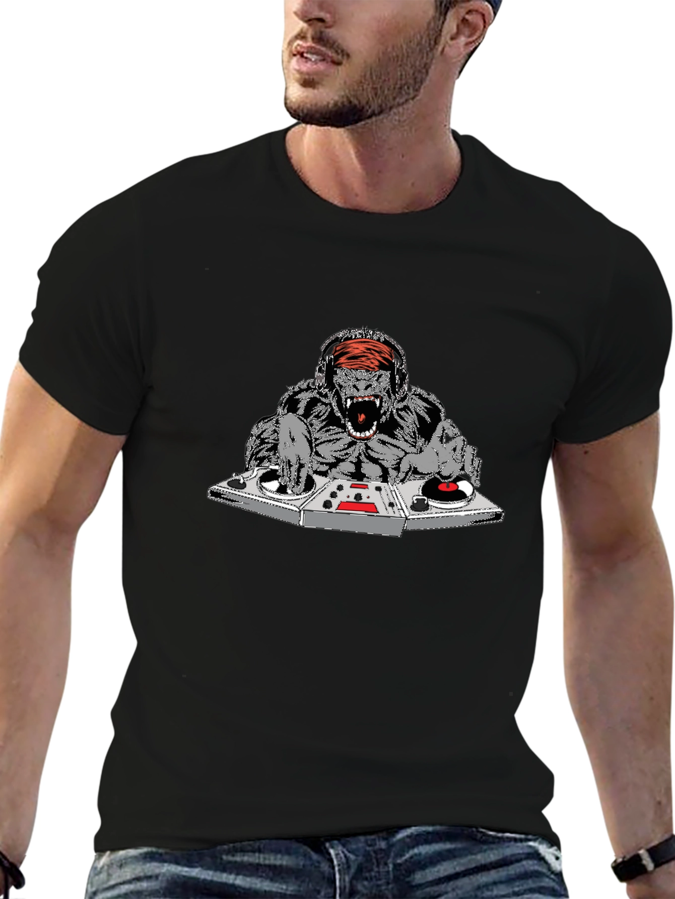 Black DJ Gorilla Graphic Tee view 6