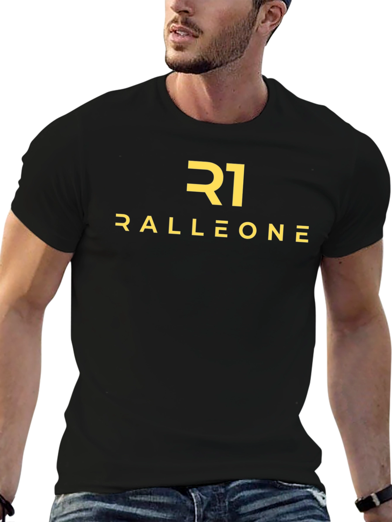 Black Ralleone Black Cotton Graphic T-Shirt view 6