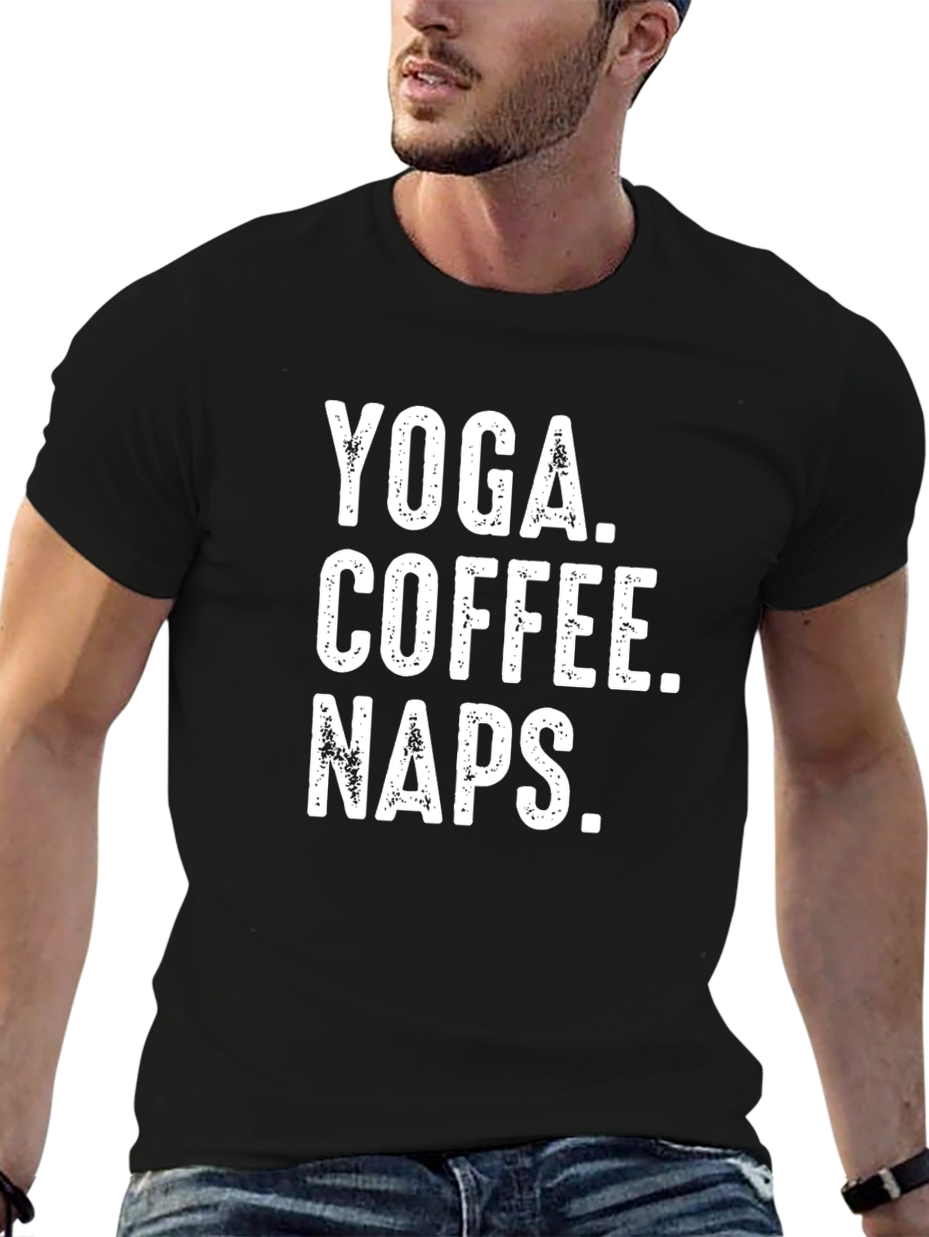 Black Yoga, Coffee, Naps T-Shirt - Relax & Recharge view 6