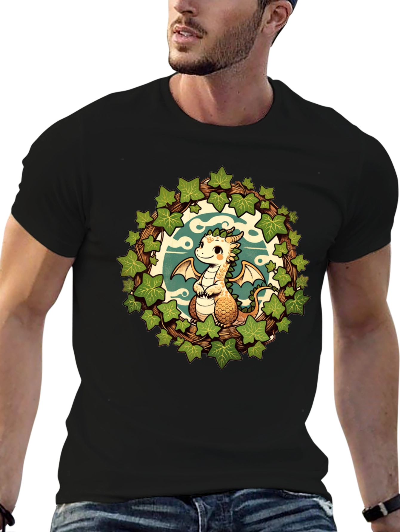 Black Dragon & Ivy Wreath Graphic Tee view 6