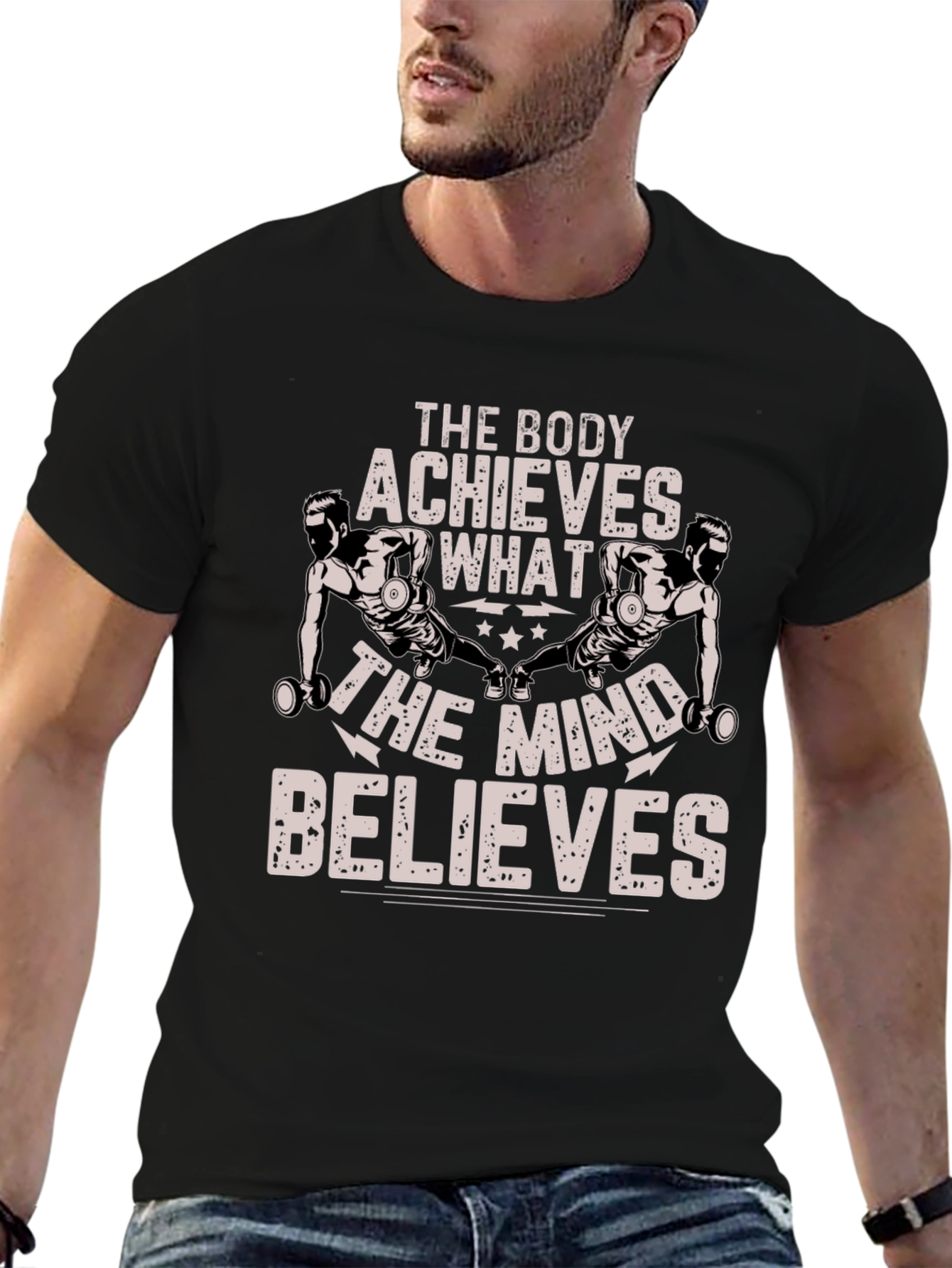 Black Motivational Body & Mind T-Shirt view 6