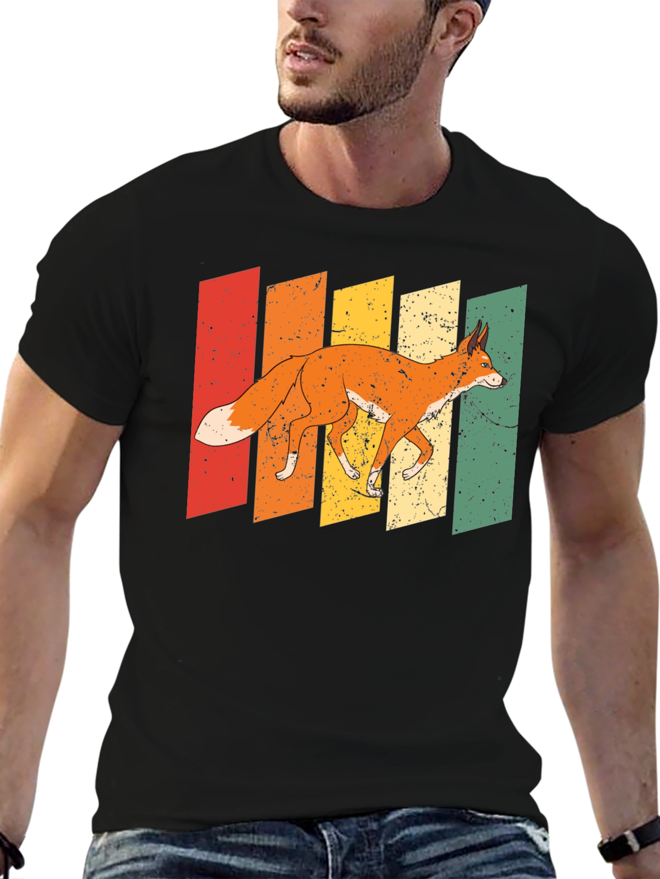 Black Retro Fox Graphic Tee - Unique Style view 6