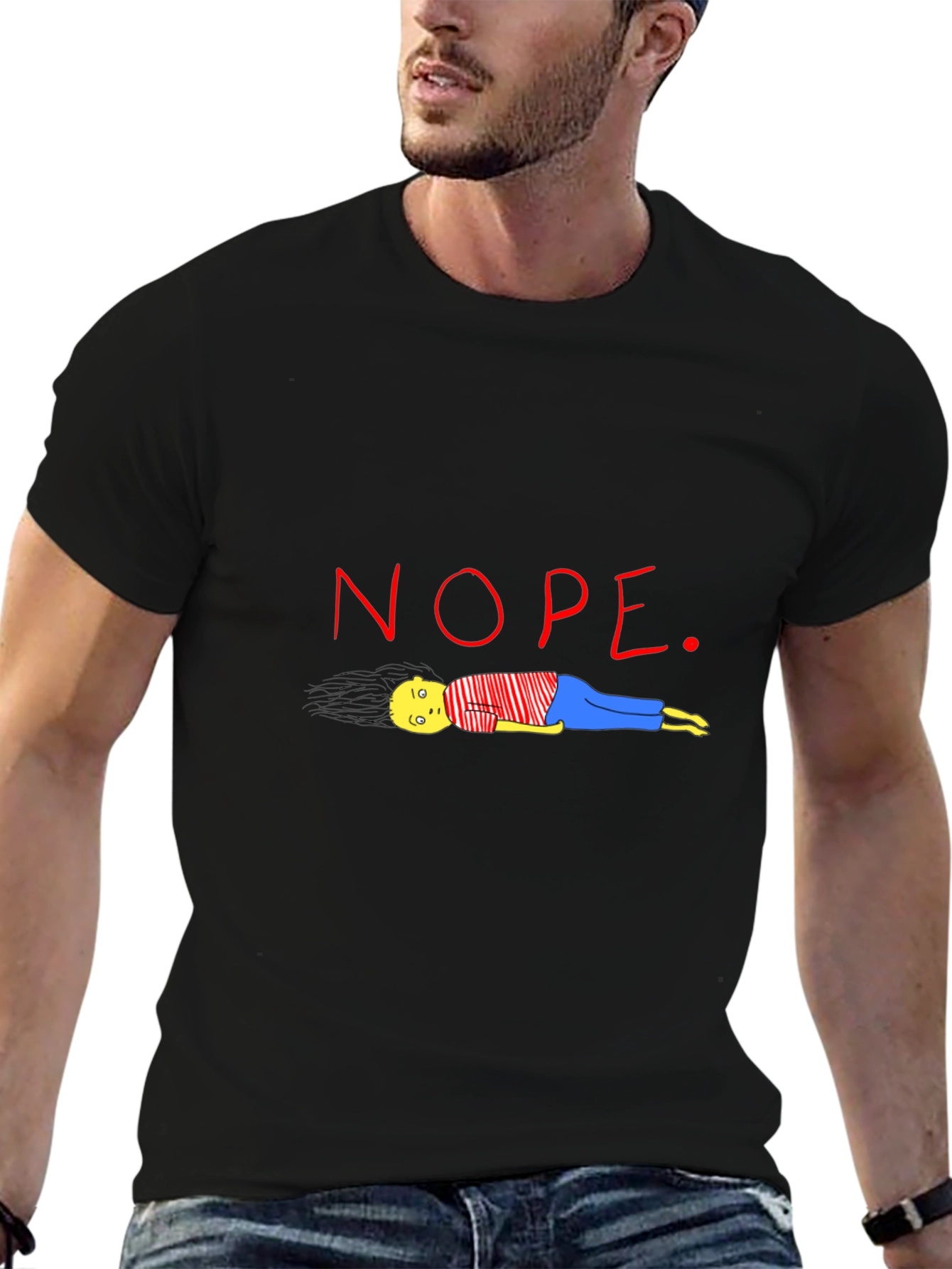 Black Nope T-Shirt - Funny Graphic Tee view 6