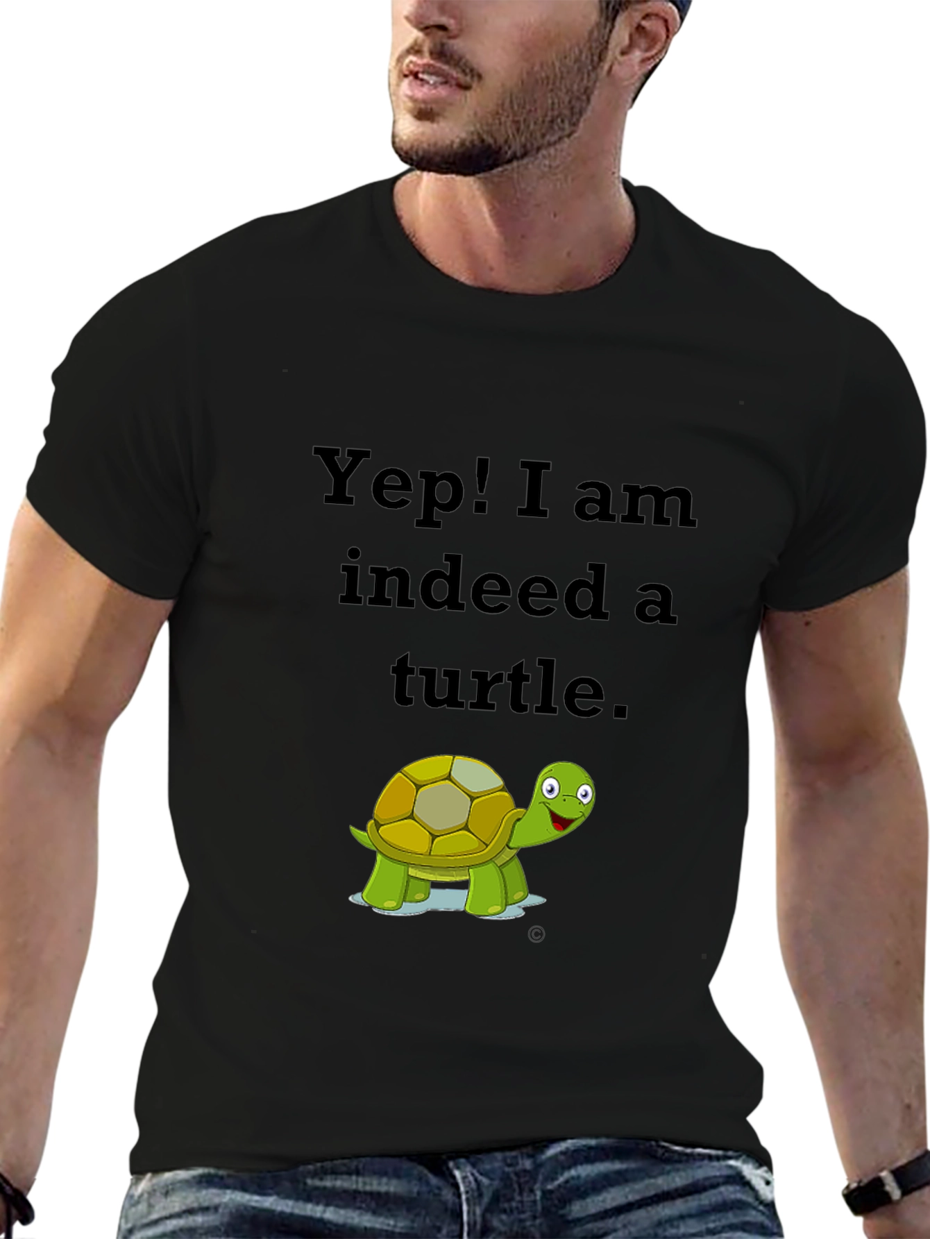 Black Yep! I am Indeed a Turtle Black T-Shirt view 6