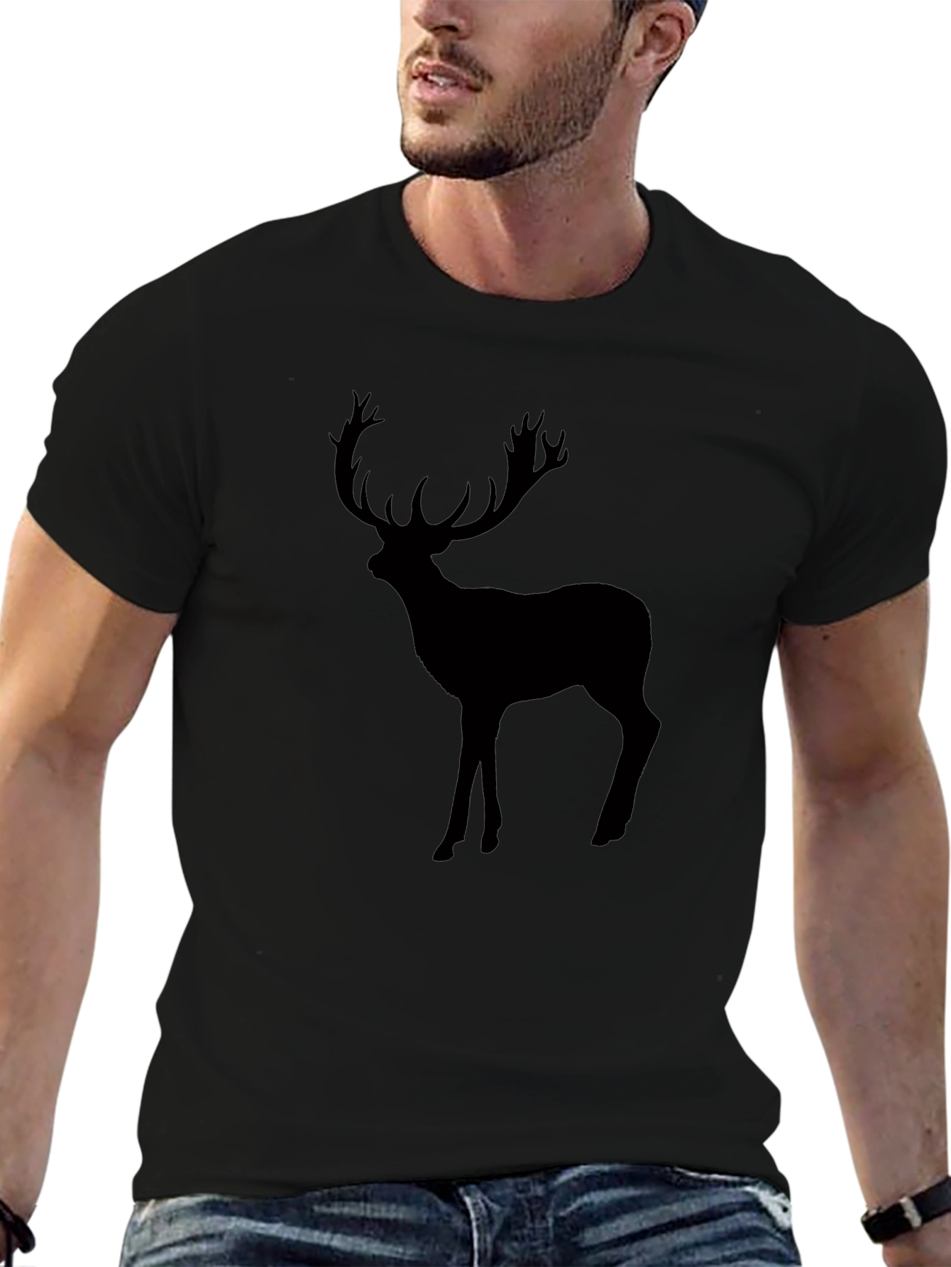 Black Black Deer Graphic Tee - Men's Crew Neck T-Shirt view 6