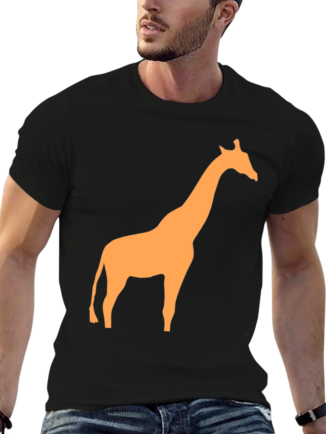 Black Giraffe Graphic Tee - Black Casual T-Shirt view 6