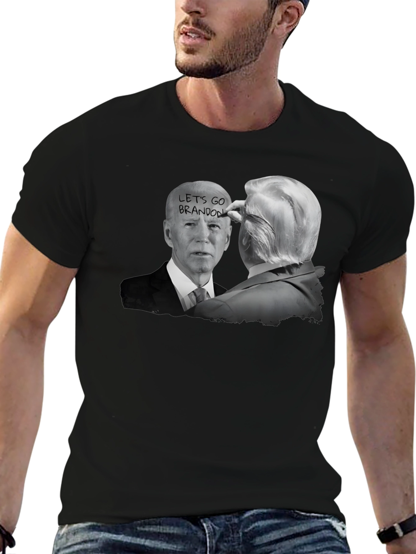 Black Let's Go Brandon T-Shirt Political Humor view 6