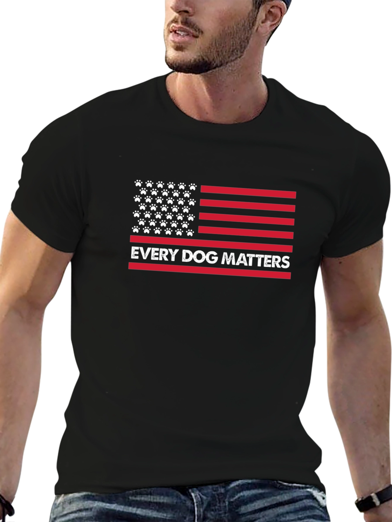 Black Every Dog Matters Patriotic Tee view 6