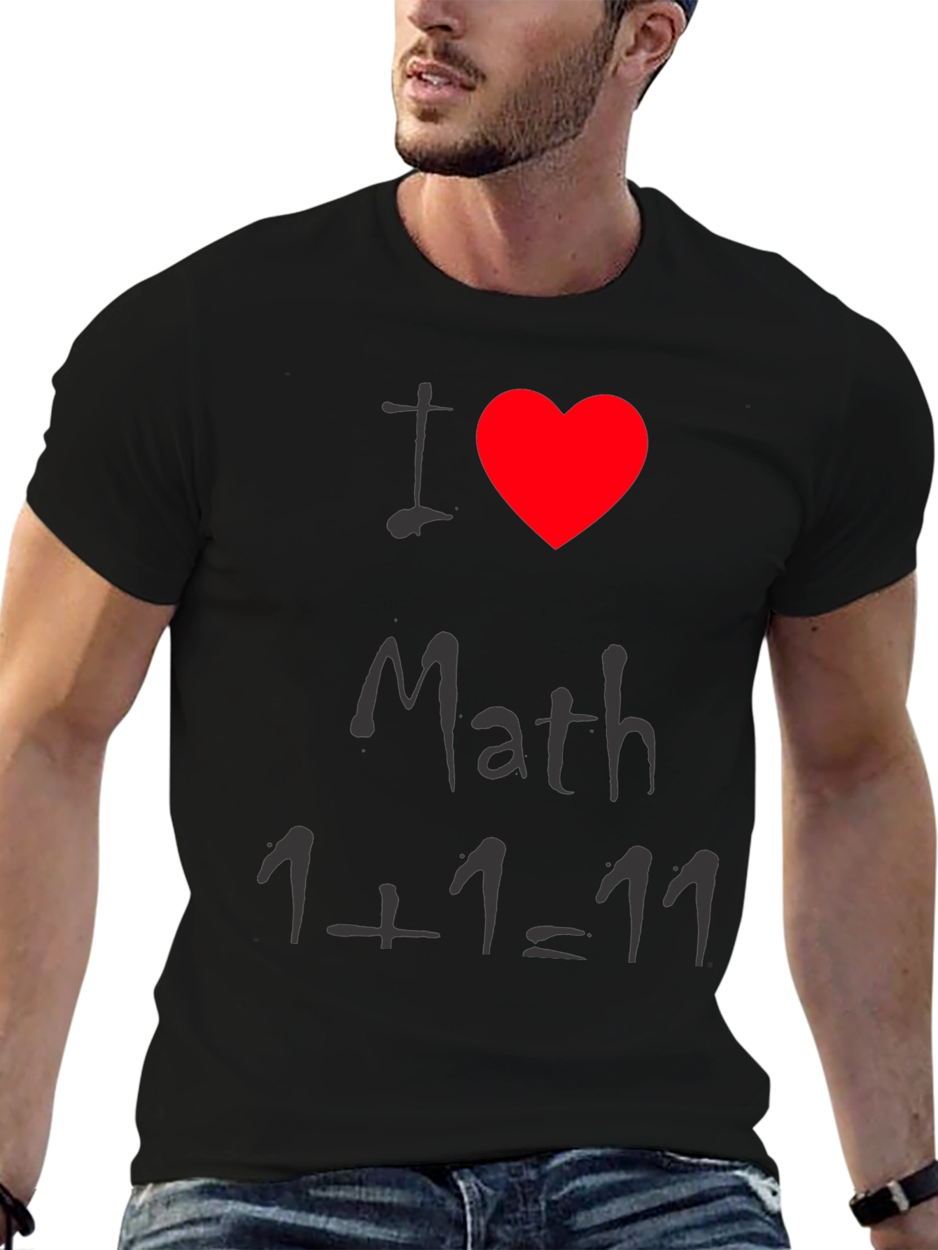 Black I Heart Math Funny T-Shirt view 6