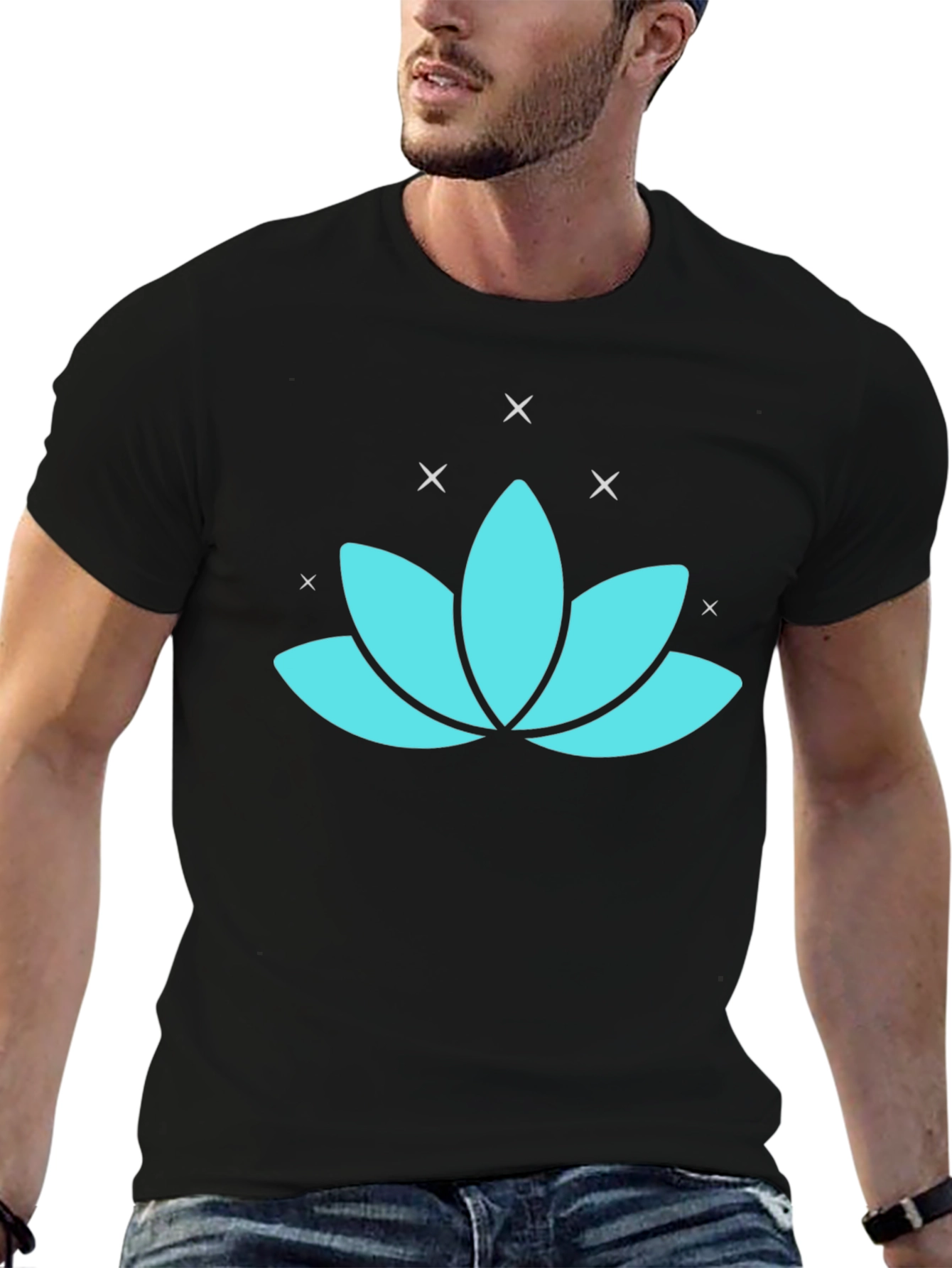 Black Lotus Flower Graphic Tee - Black view 6