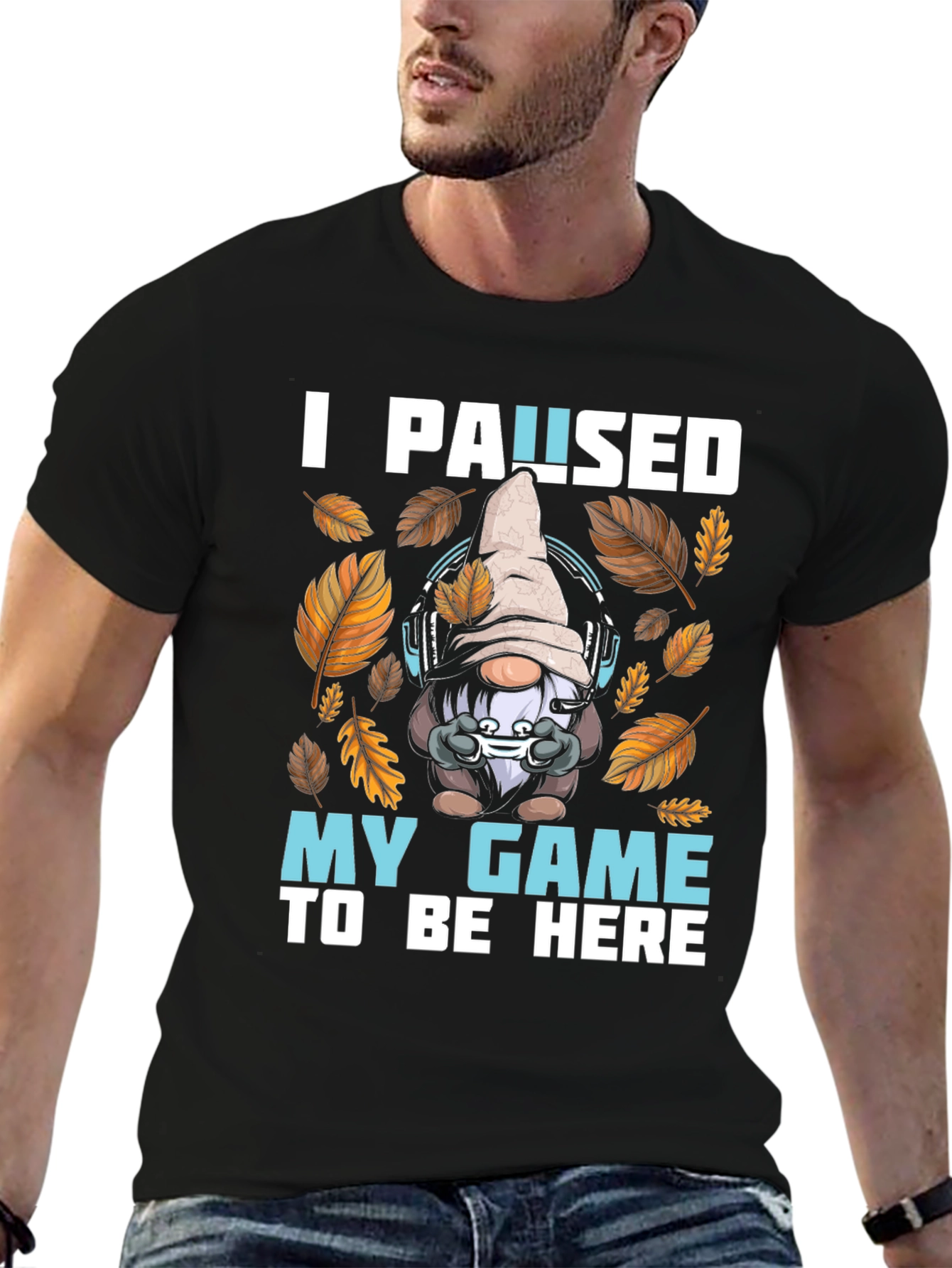 Black Gamer Gnome T-Shirt: I Paused My Game To Be Here view 6