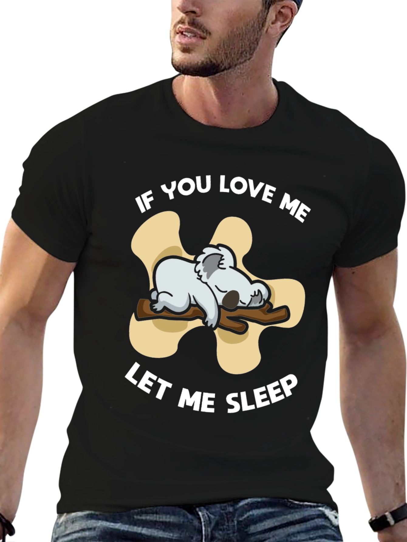 Black Koala 'Let Me Sleep' Graphic T-Shirt view 6