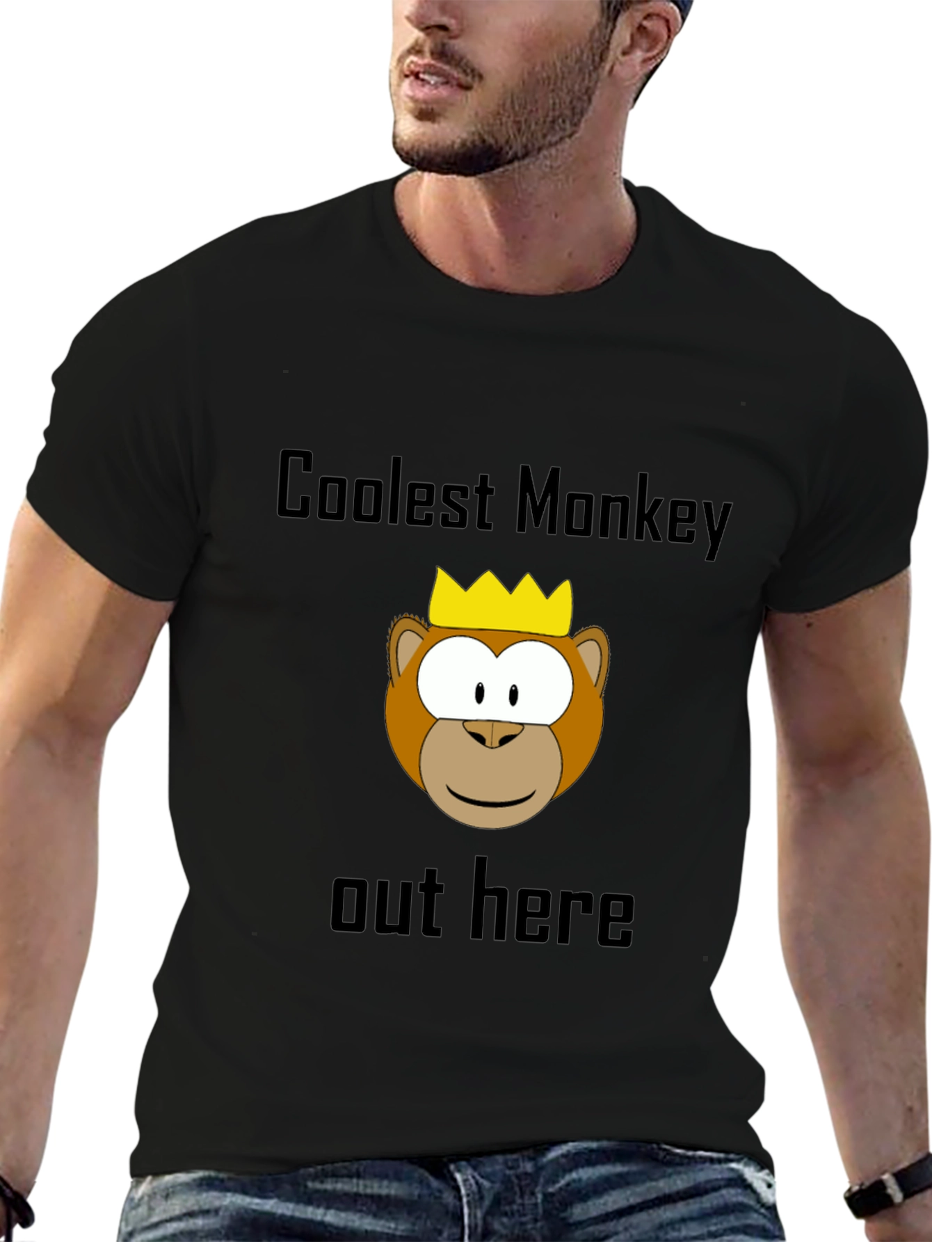 Black Coolest Monkey Graphic Tee - Black view 6