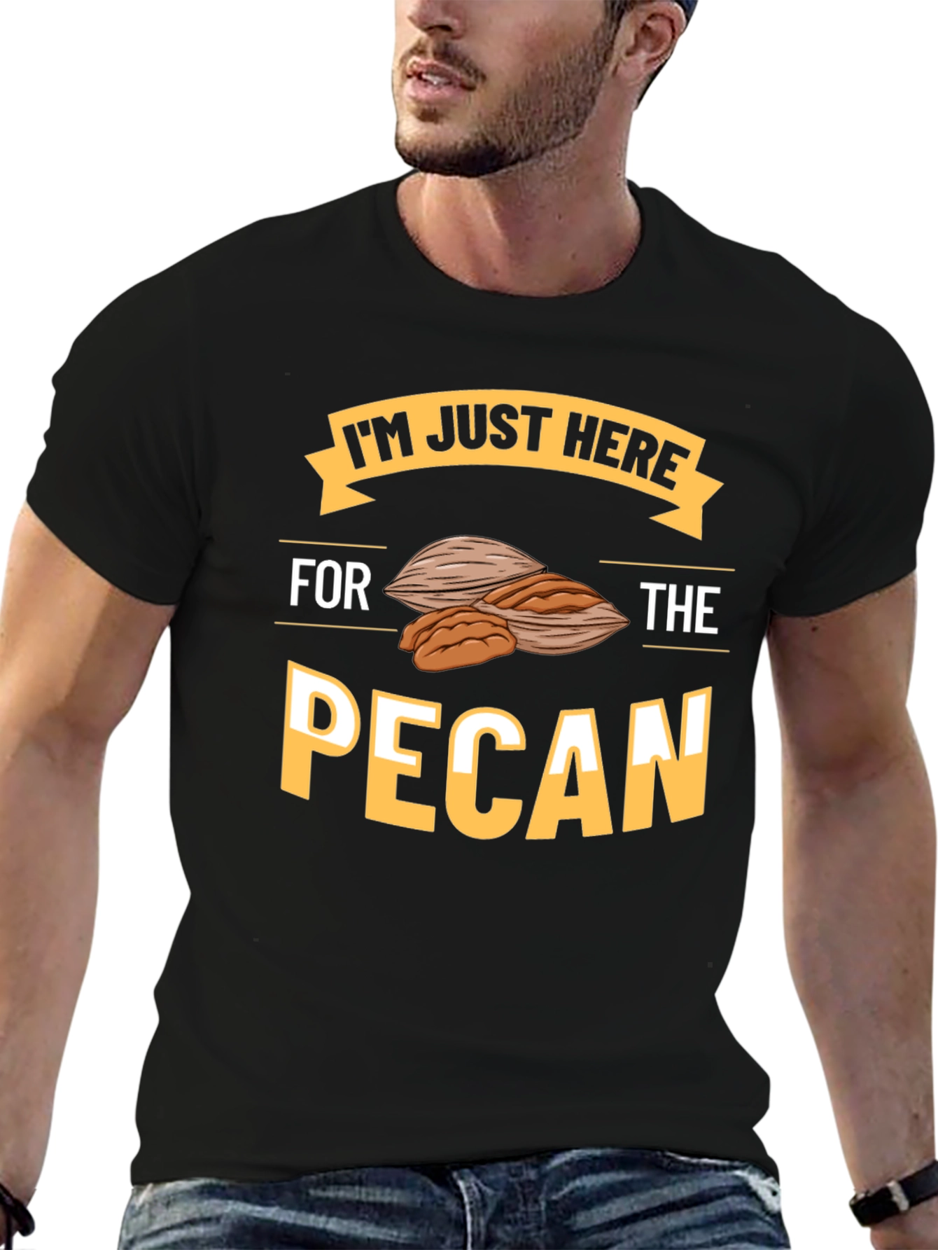 Black Pecan Lover T-Shirt - I'm Just Here For The Pecan view 6