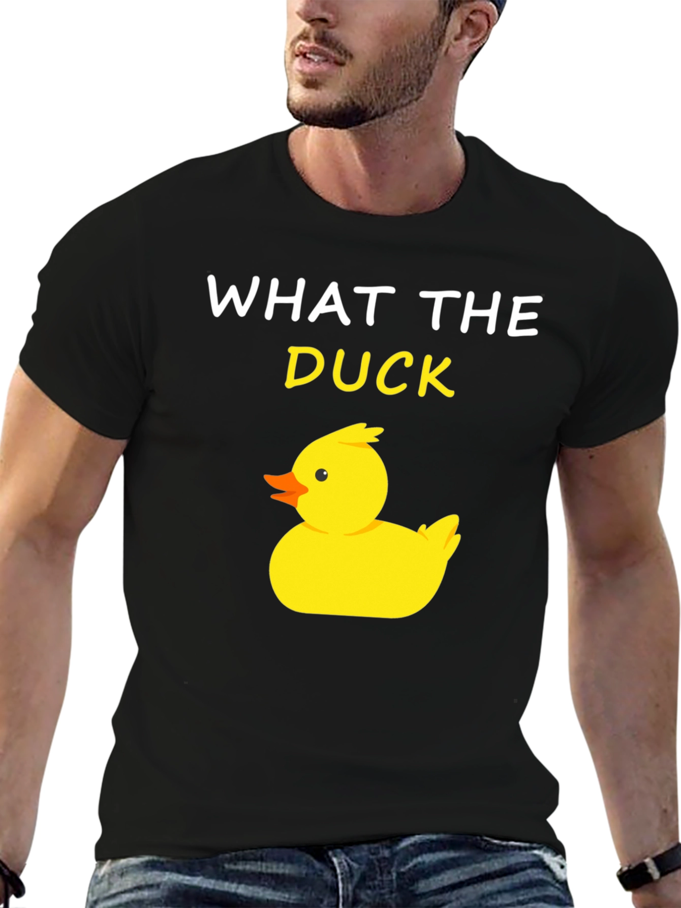Black What The Duck T-Shirt - Funny Duck Tee view 6