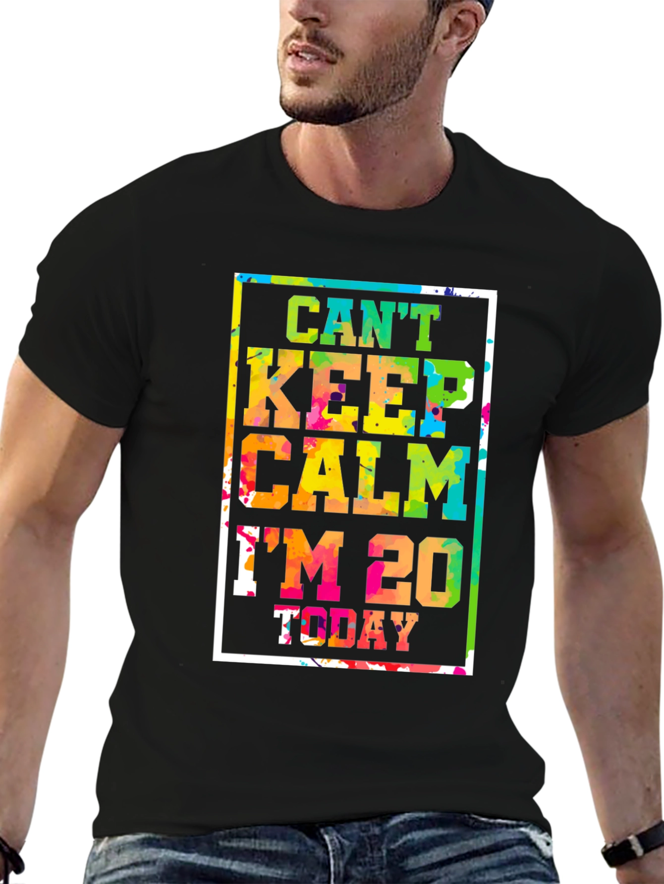 Black Can't Keep Calm I'm 20 Today T-Shirt view 6