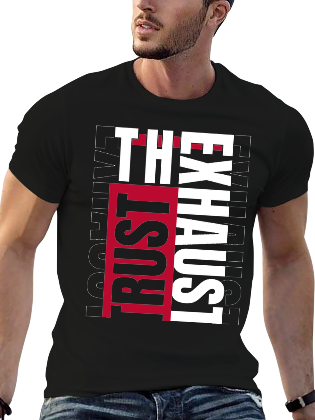 Black The Rust Exhaust T-Shirt - Bold Graphic Tee view 6