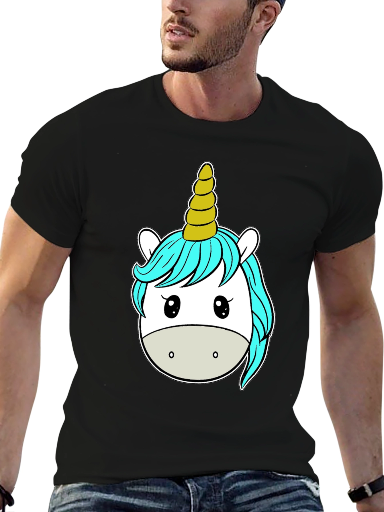Black Unicorn Graphic Tee - Black Cotton T-Shirt view 6