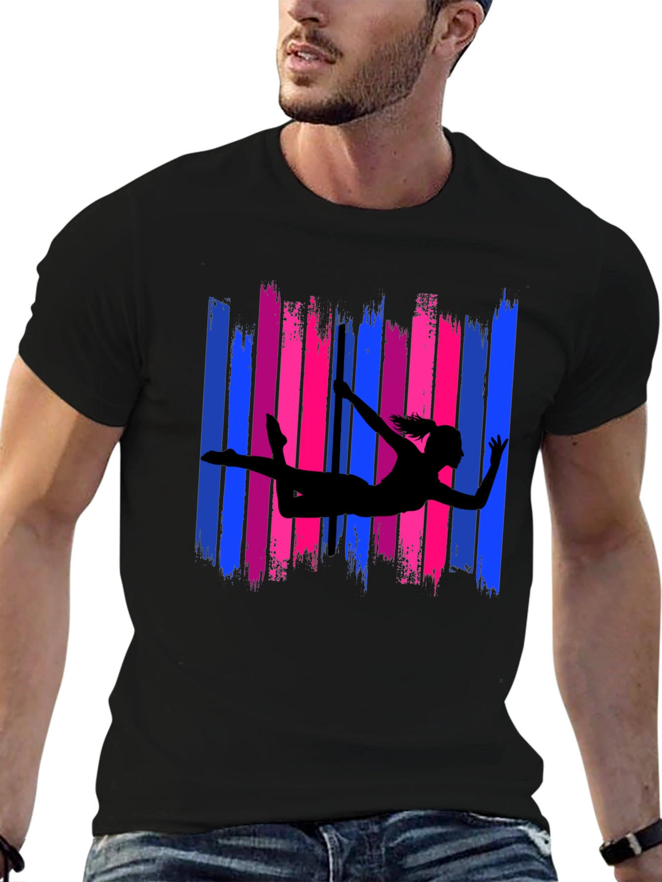 Gymnast Silhouette T-Shirt Bi Pride Colors - 6