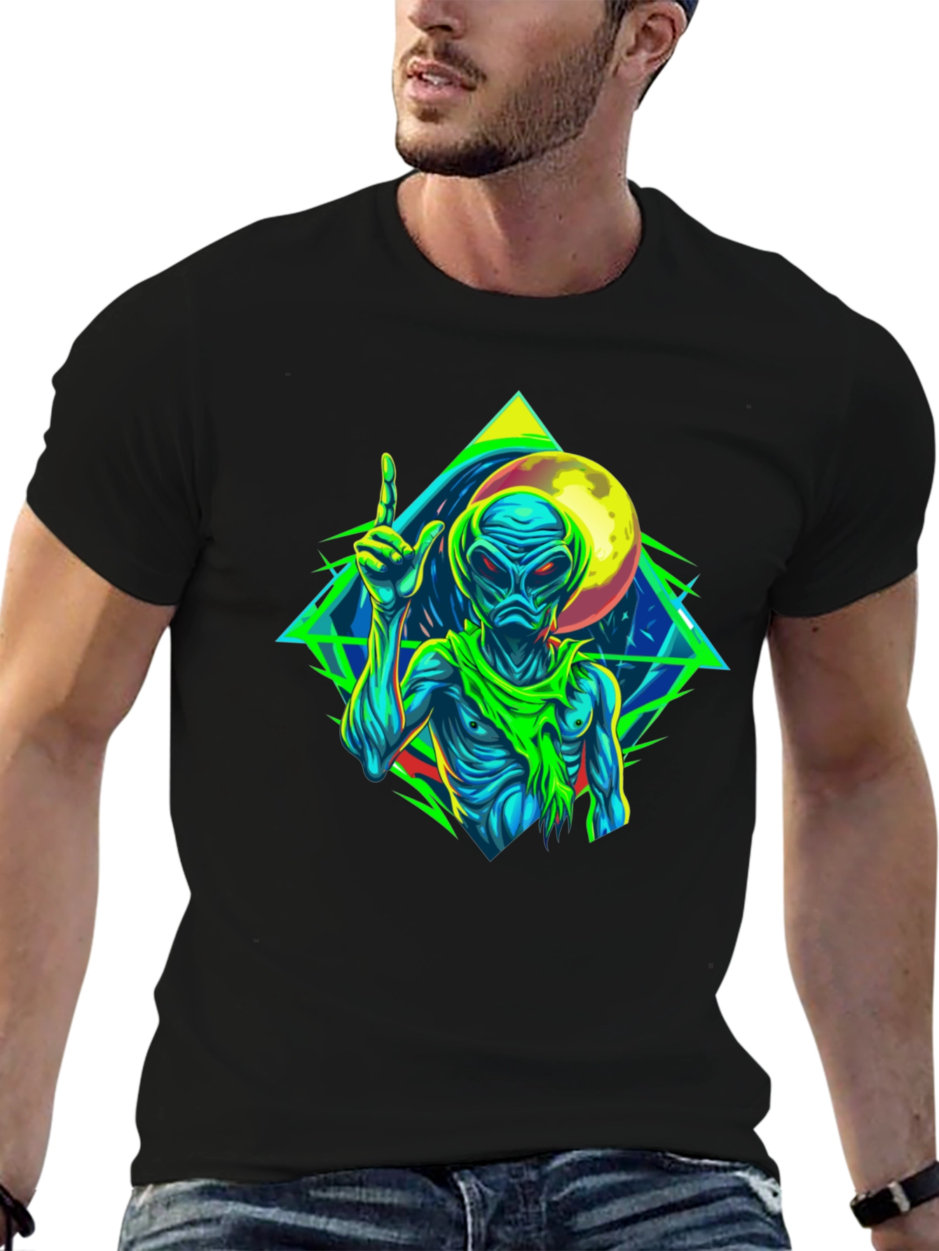 Black Alien Graphic Tee - Black Short Sleeve view 6