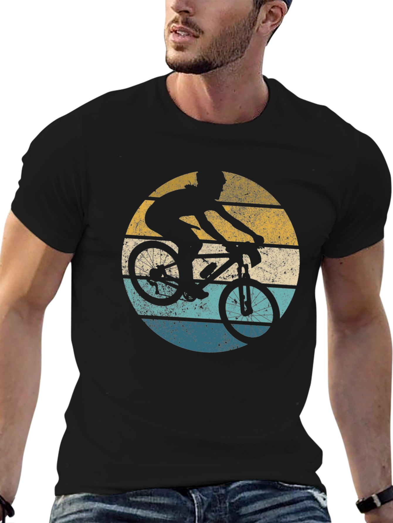 Black Retro Biker Graphic T-Shirt - Vintage Style view 6