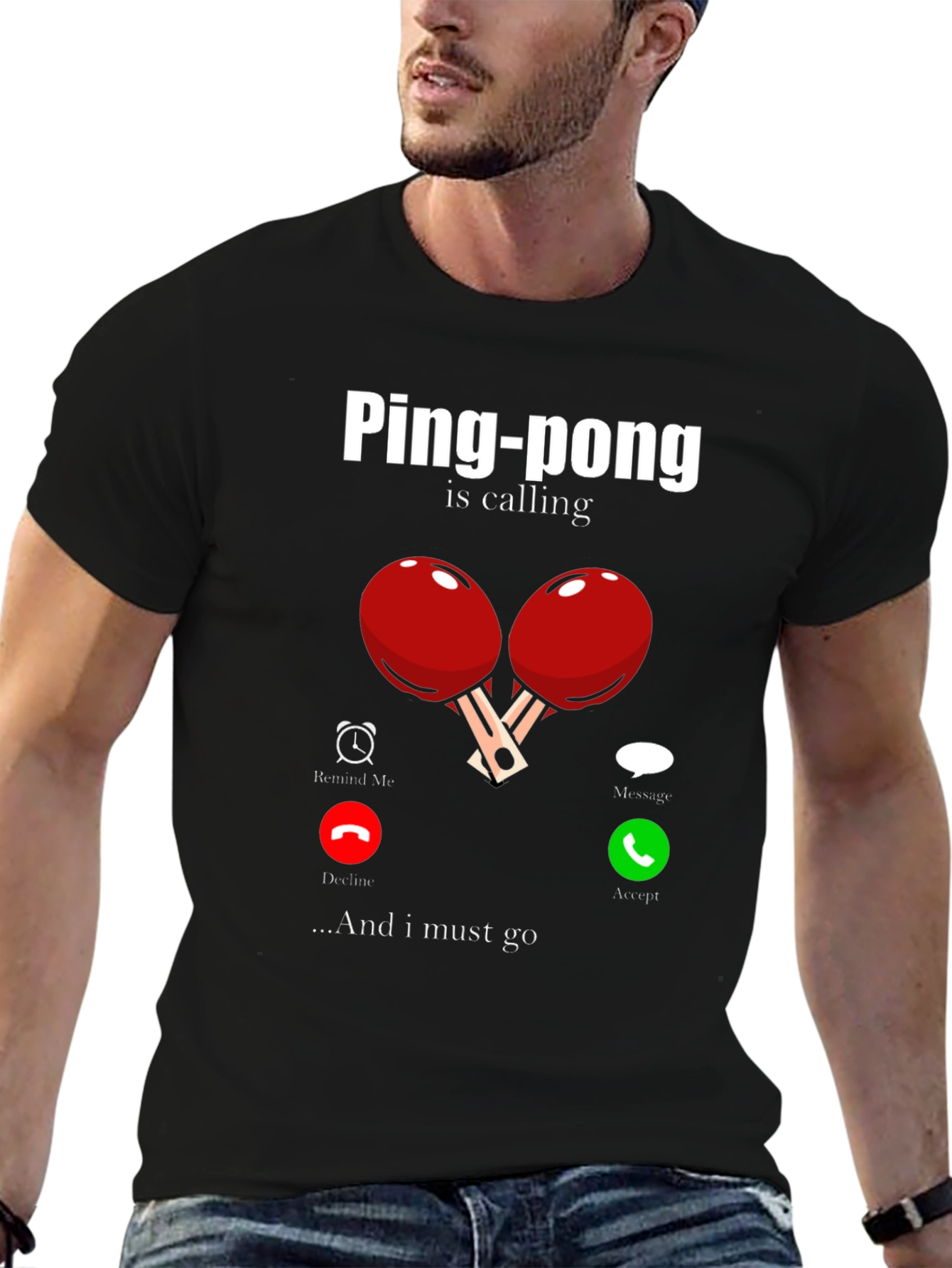 Black Ping-Pong Is Calling Men's T-Shirt view 6