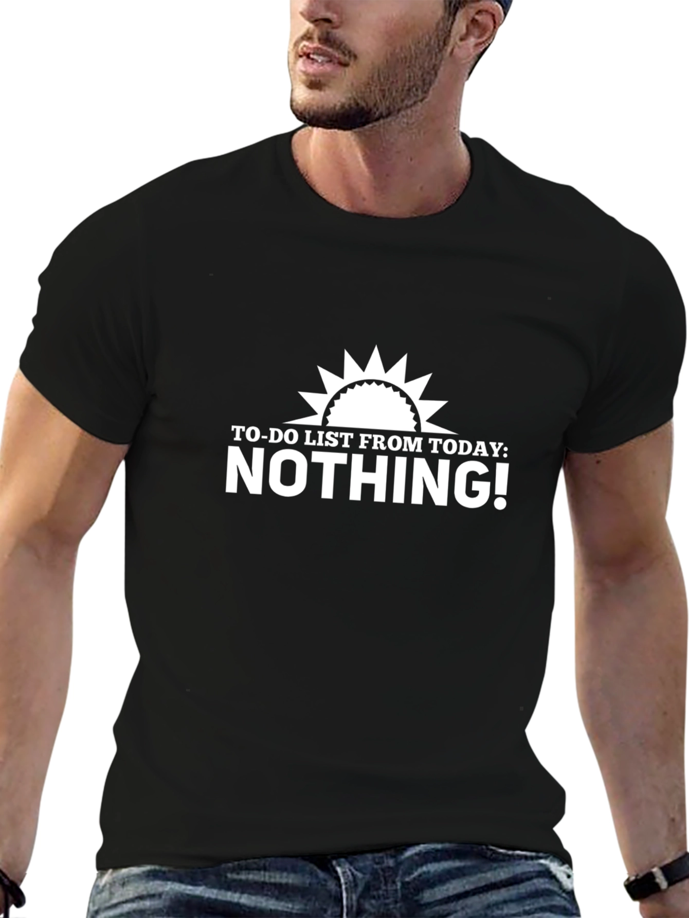 Black Nothing To Do T-Shirt - Relaxing, Casual Wear view 6