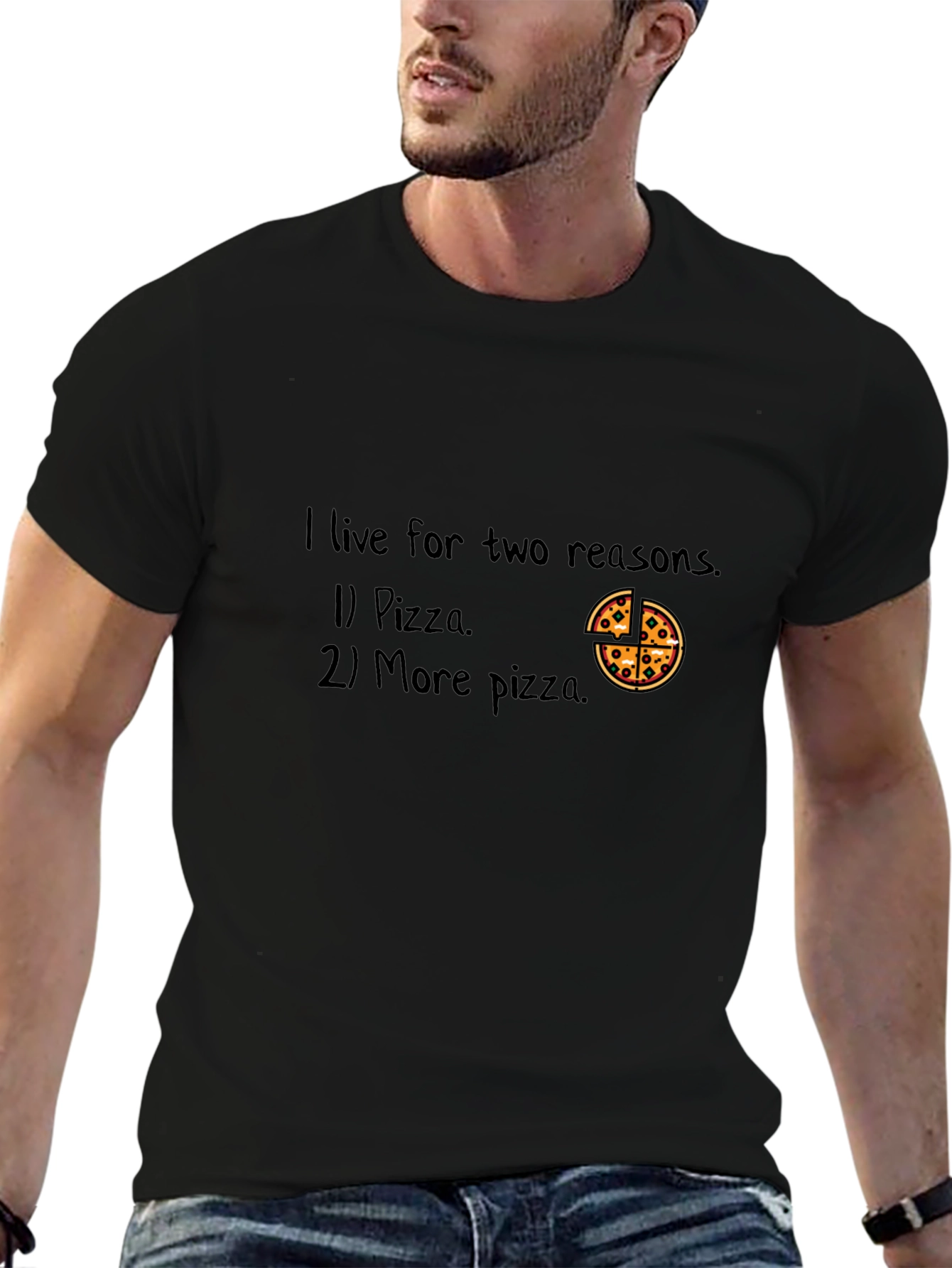 Black Pizza Lover T-Shirt - I Live For Pizza view 6