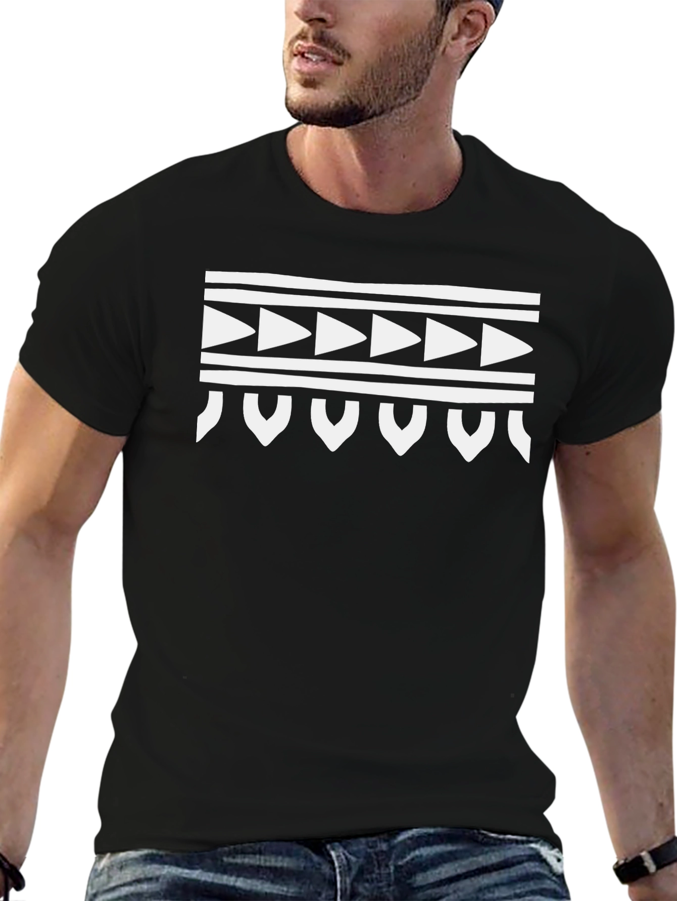 Black Tribal Pattern Tee - Casual Menswear view 6