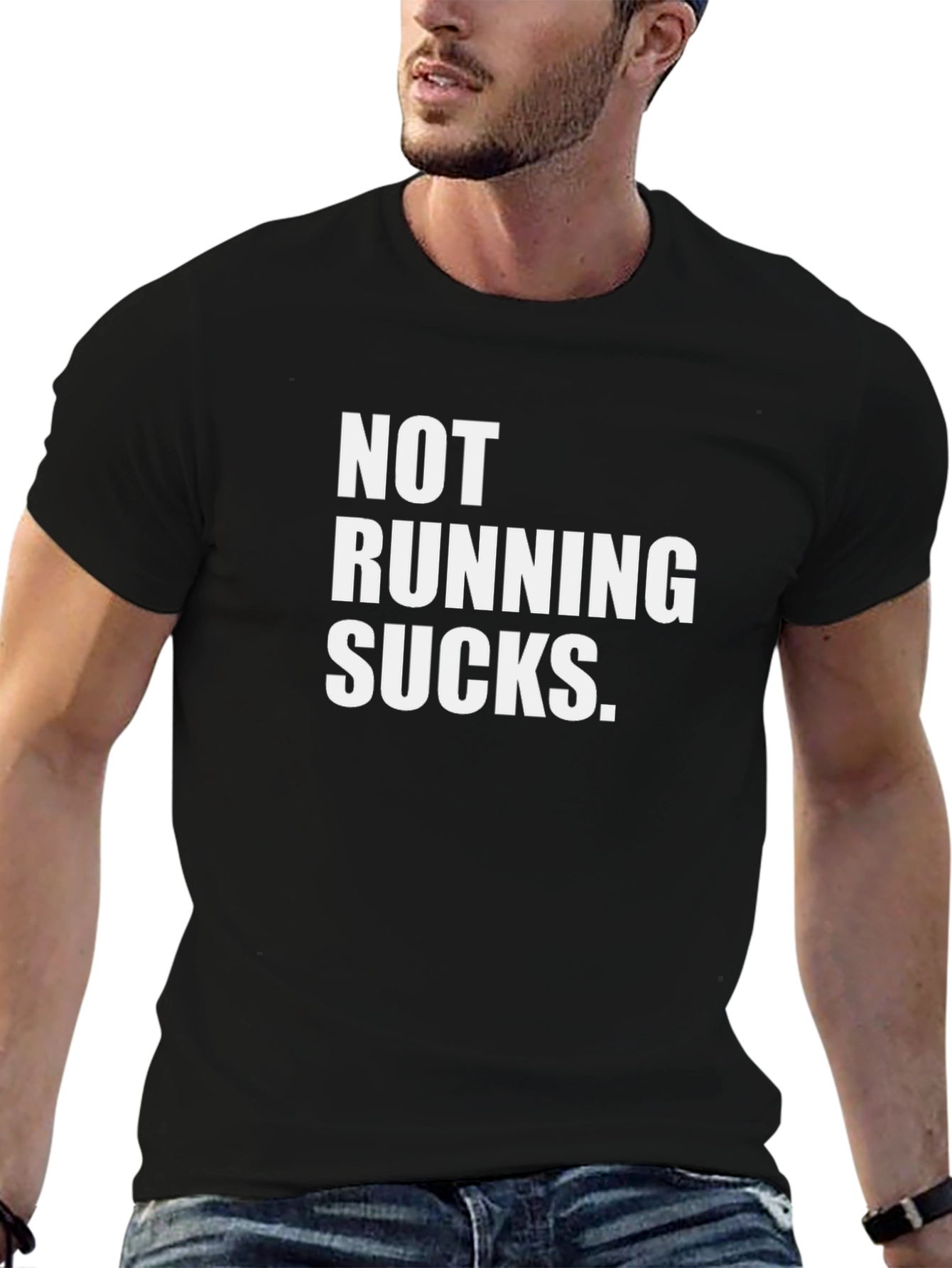 Black Not Running Sucks T-Shirt - Funny Workout Tee view 6