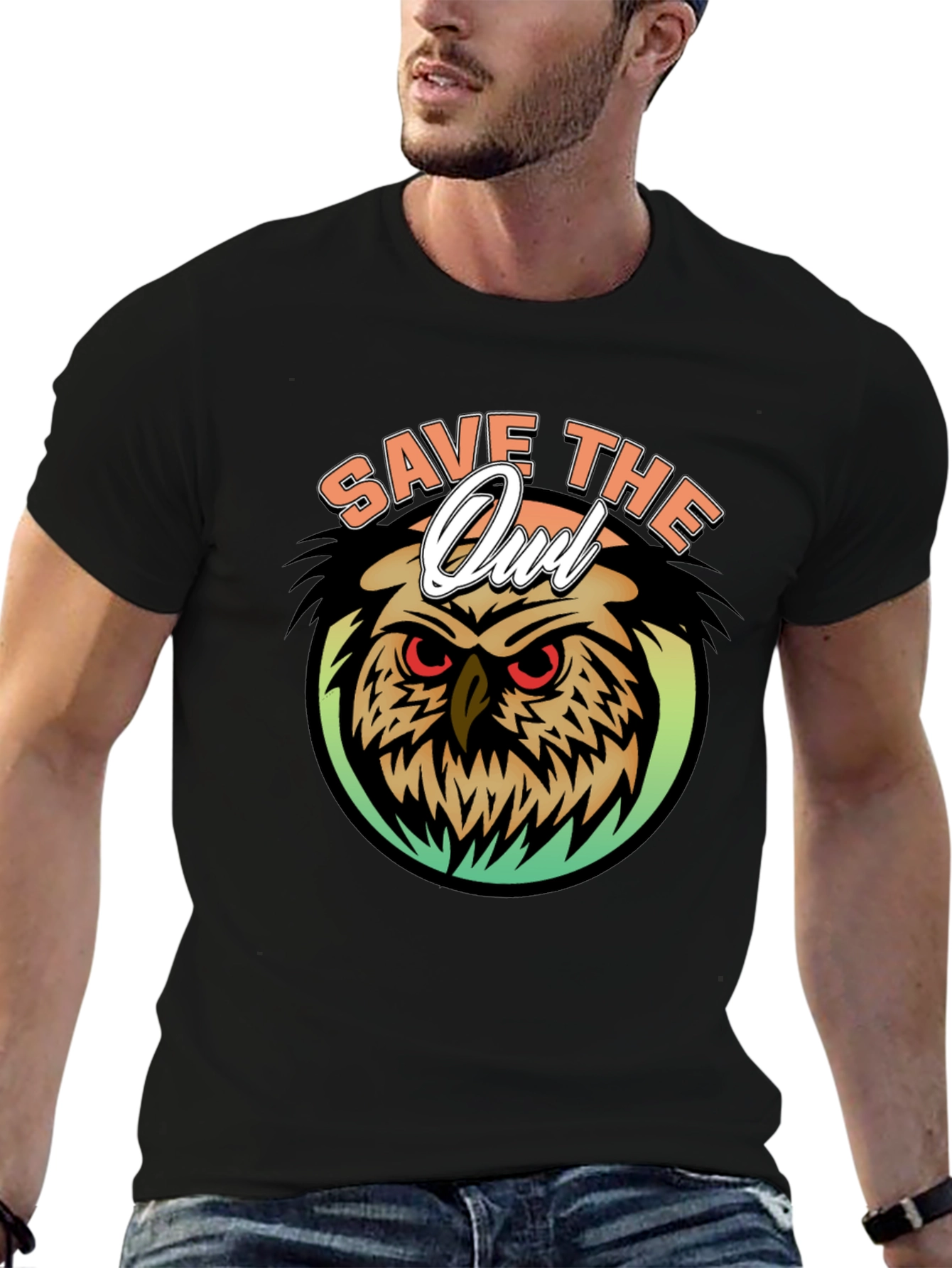 Black Save the Owl Graphic T-Shirt view 6