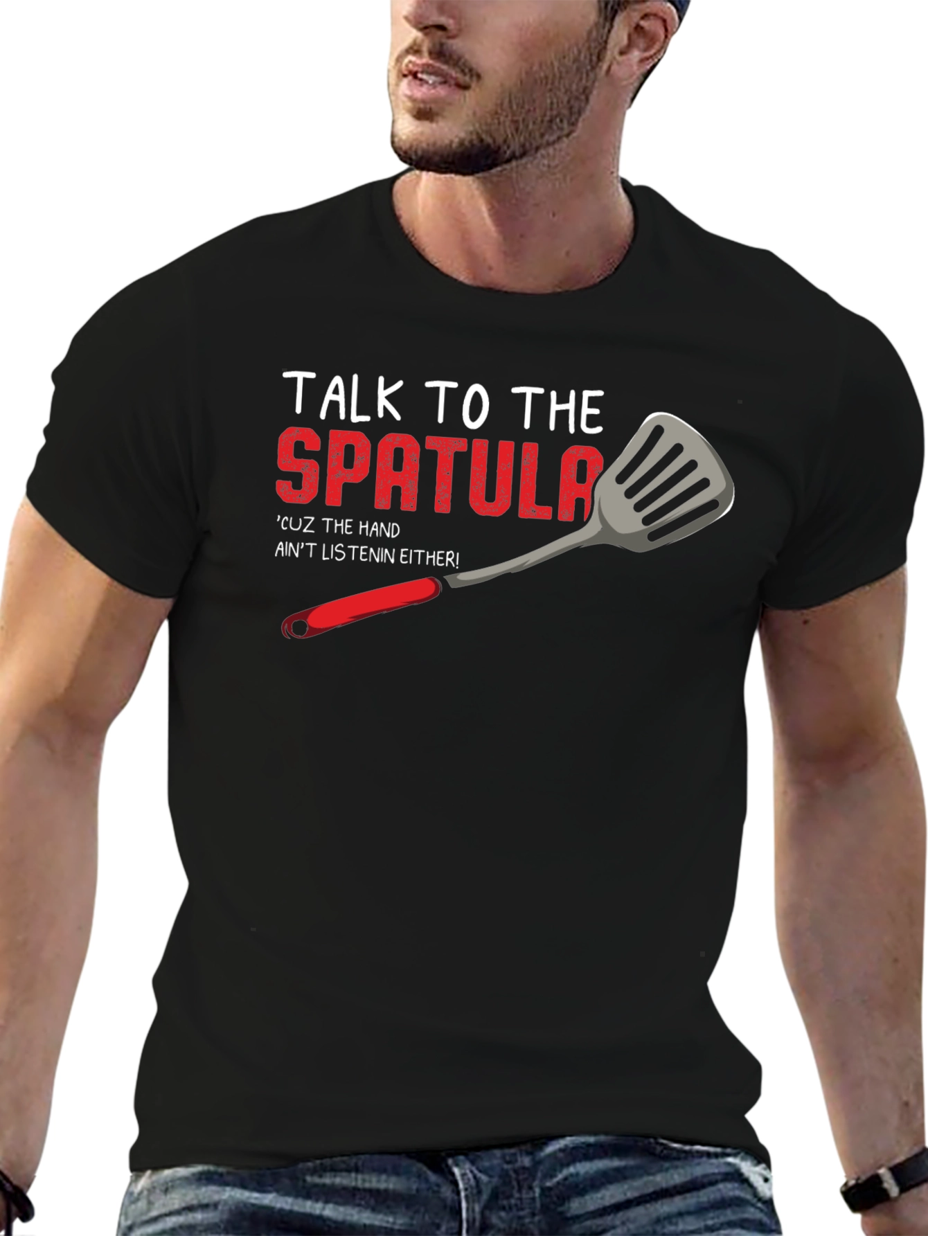 Black Talk to the Spatula T-Shirt - Funny Kitchen Humor Tee view 6