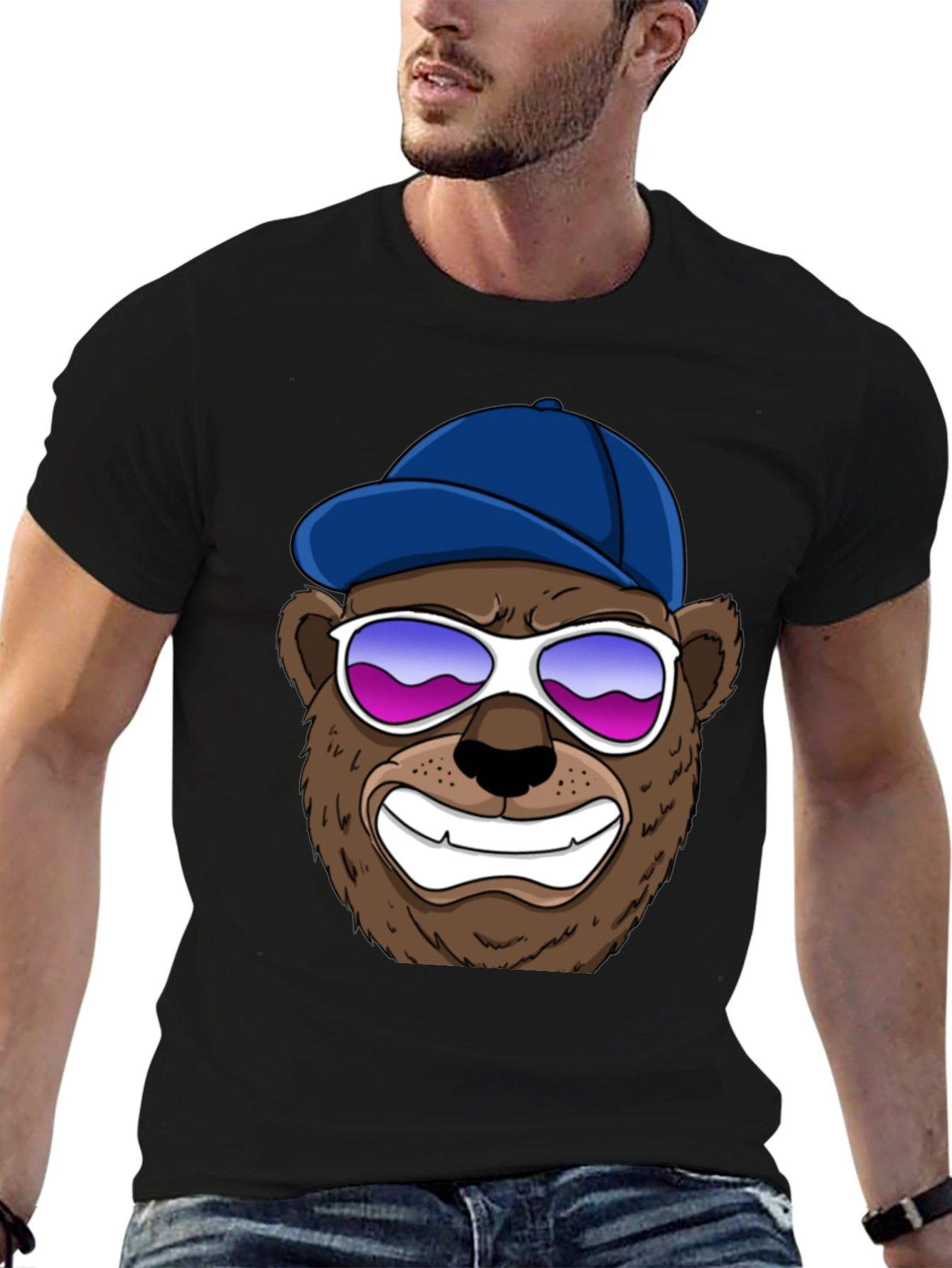 Black Cool Bear Graphic Tee - Black view 6