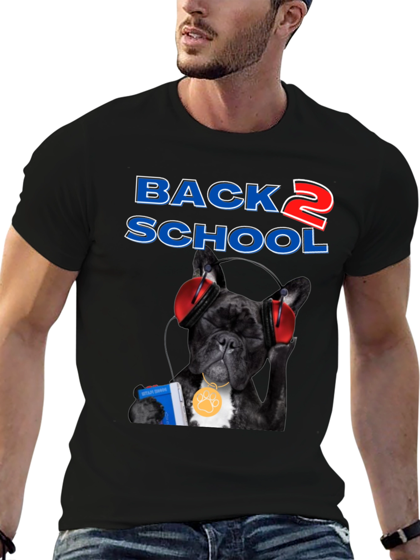 Black Back to School Bulldog T-Shirt view 6