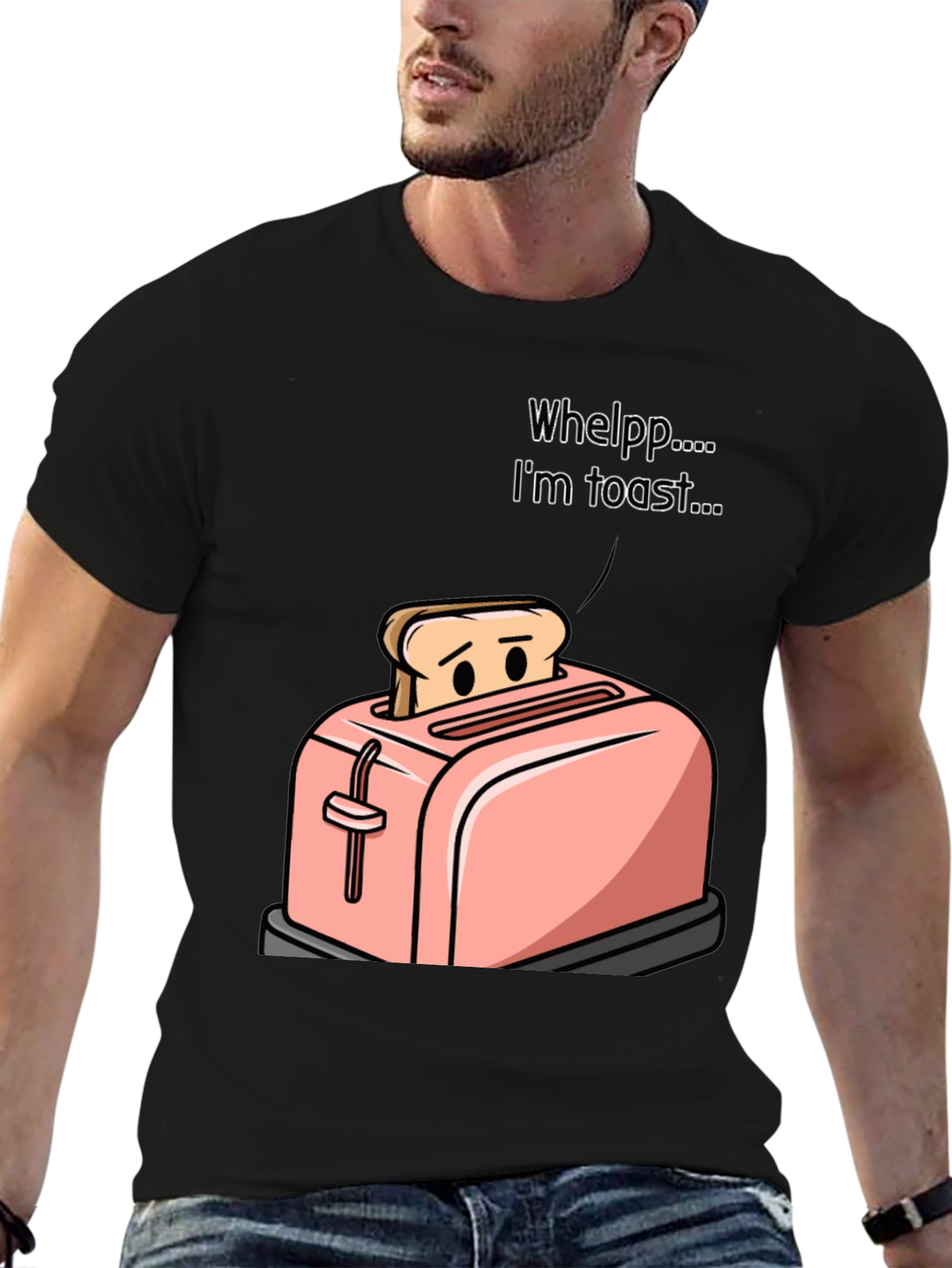Black I'm Toast Funny Graphic T-Shirt view 6