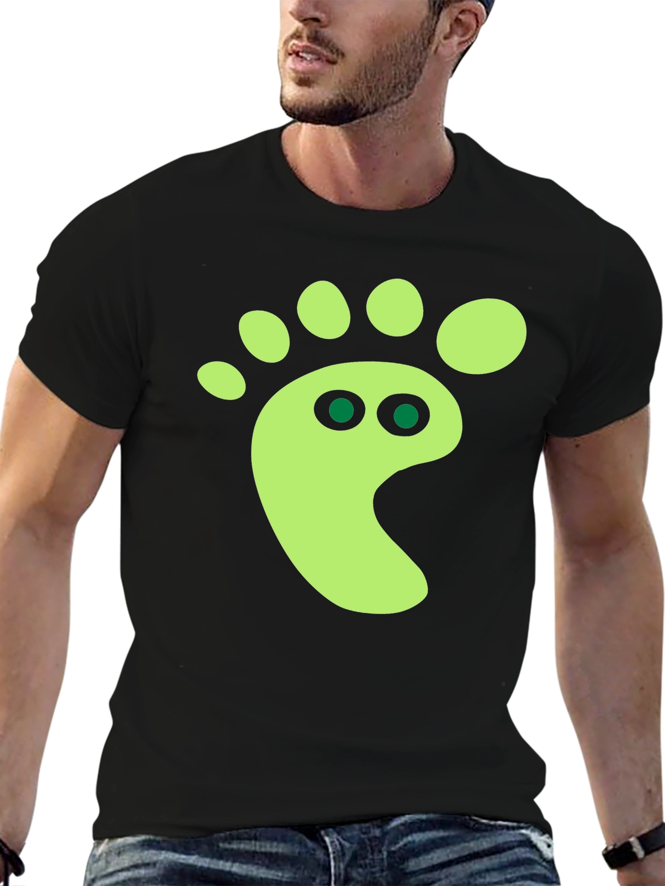 Black Funky Footprint Graphic Tee - Black Cotton Shirt view 6