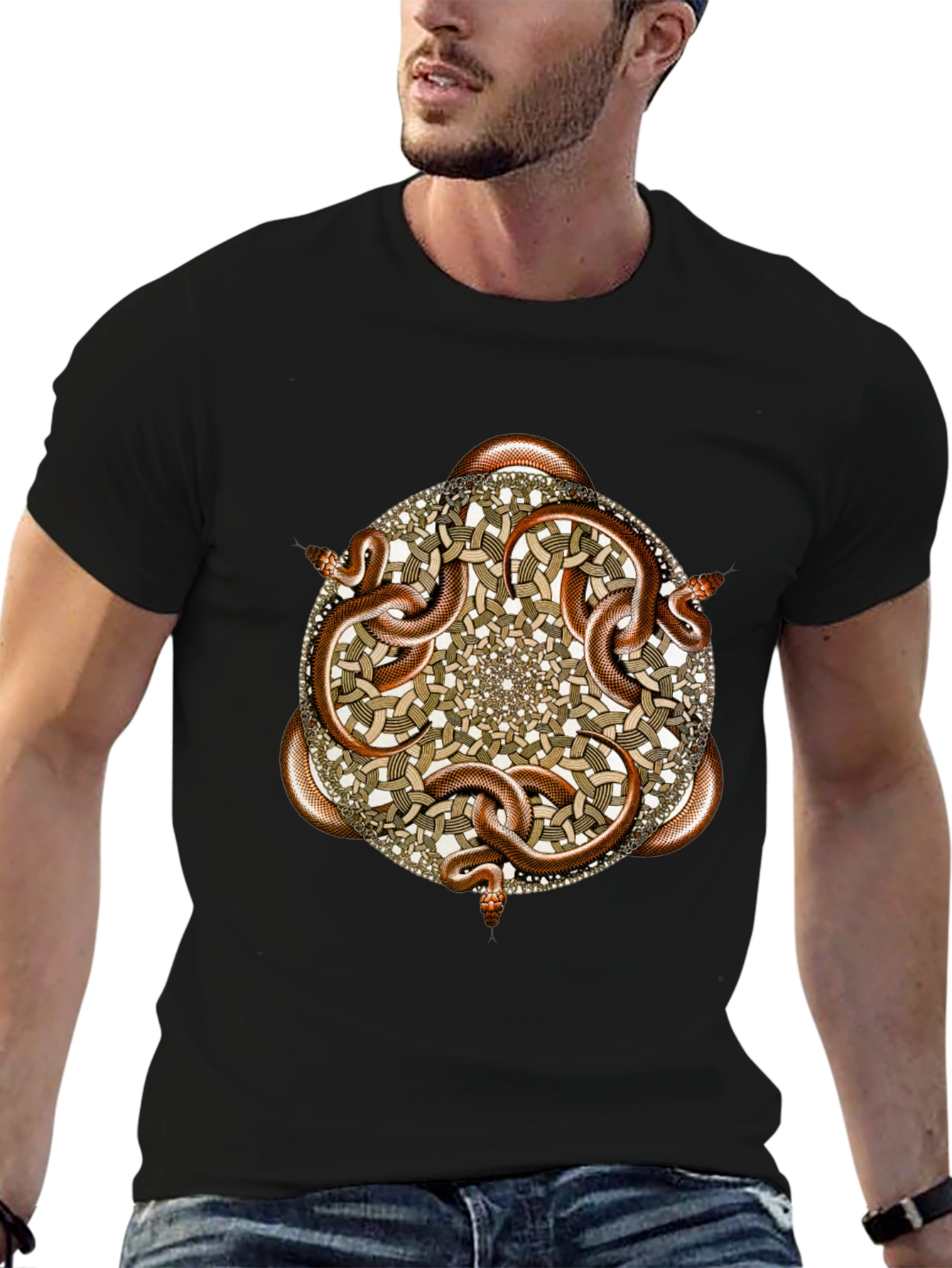 Black Snake Mandala Graphic T-Shirt view 6