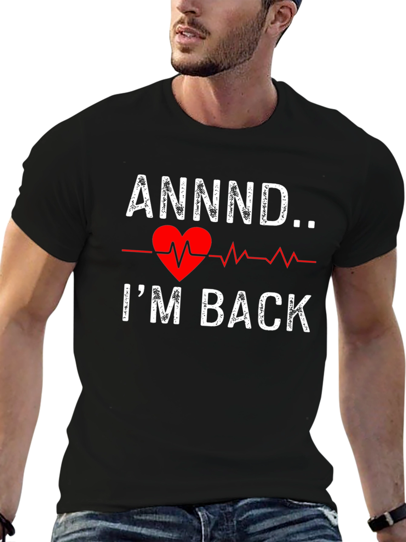 Black I'm Back Heartbeat Graphic Tee view 6