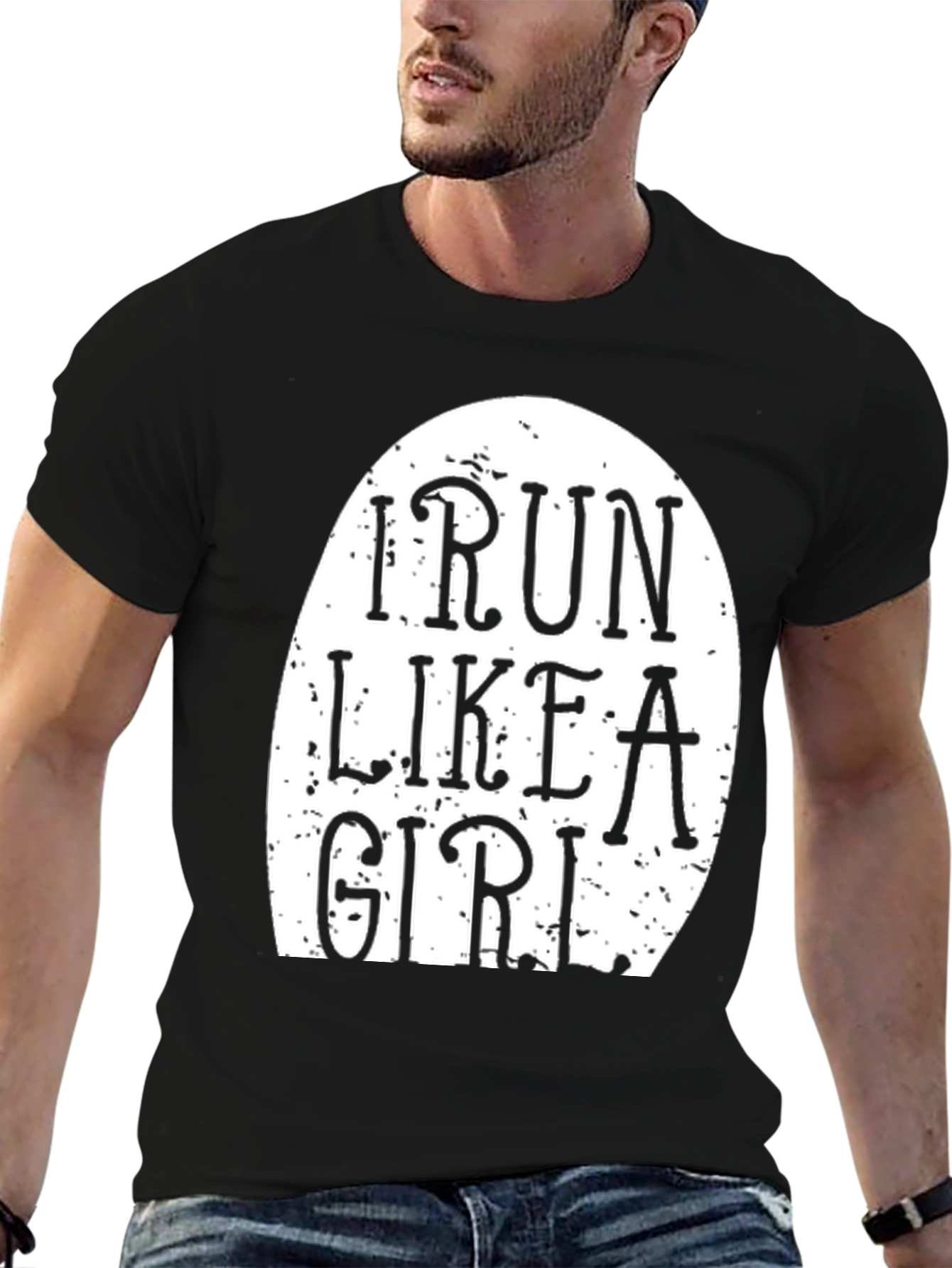 Black I Run Like A Girl Graphic Tee - Sporty & Funny view 6